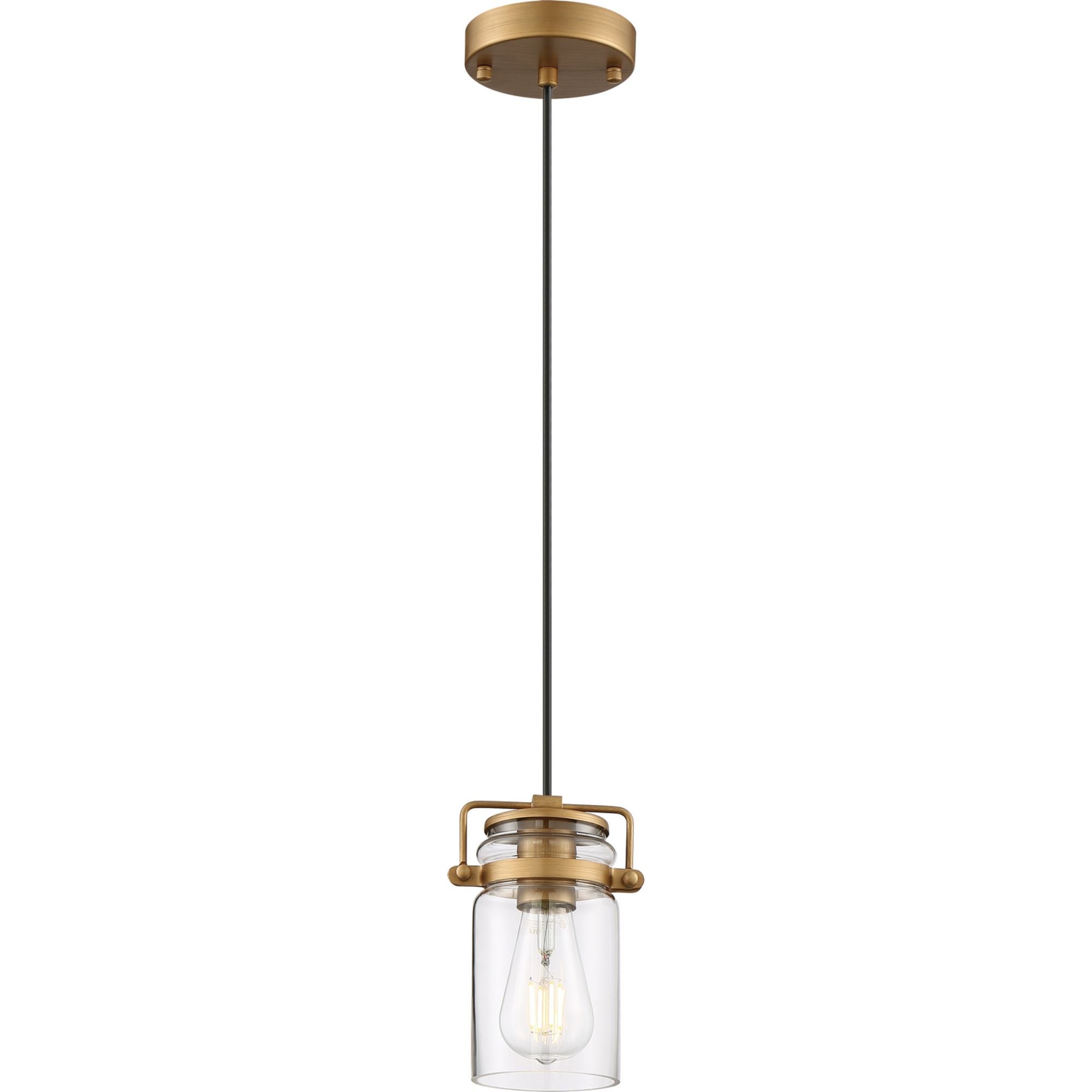 Antebellum 5" Mini Pendant, Vintage Brass / Clear Glass Finish