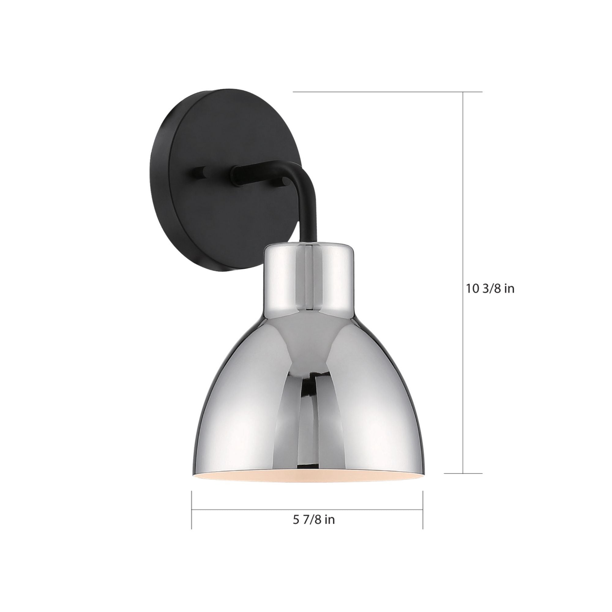 Sloan 10" Armed Sconce, Black and Nickel Finish - Bees Lighting