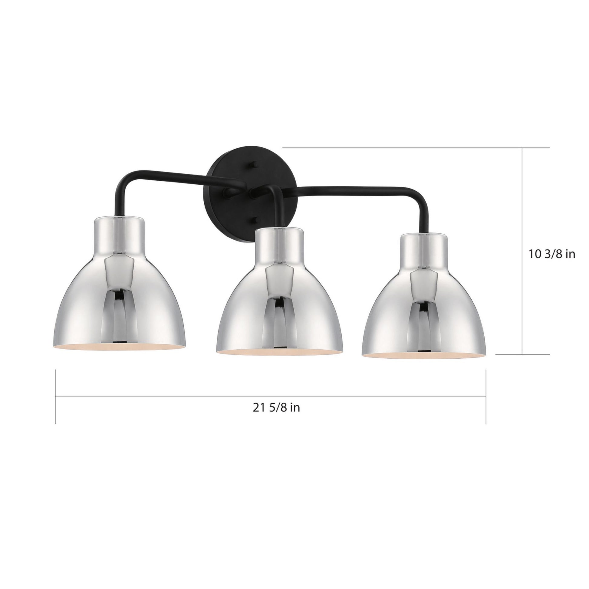Sloan 22" 3 Lights Vanity, Black and Nickel Finish - Bees Lighting