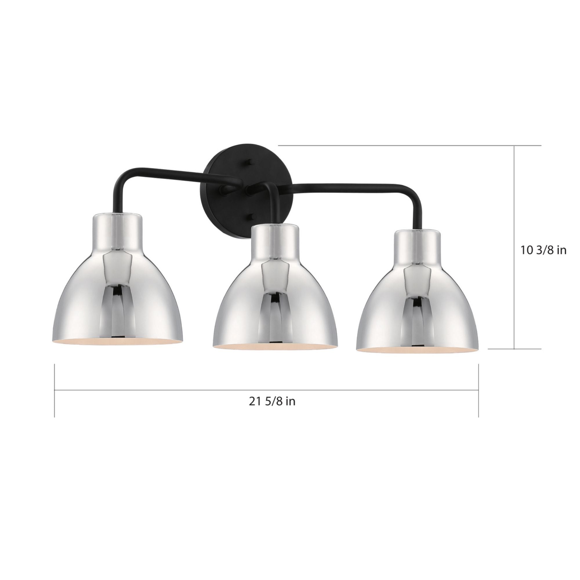 Sloan 22" 3 Lights Vanity, Black and Nickel Finish - Bees Lighting