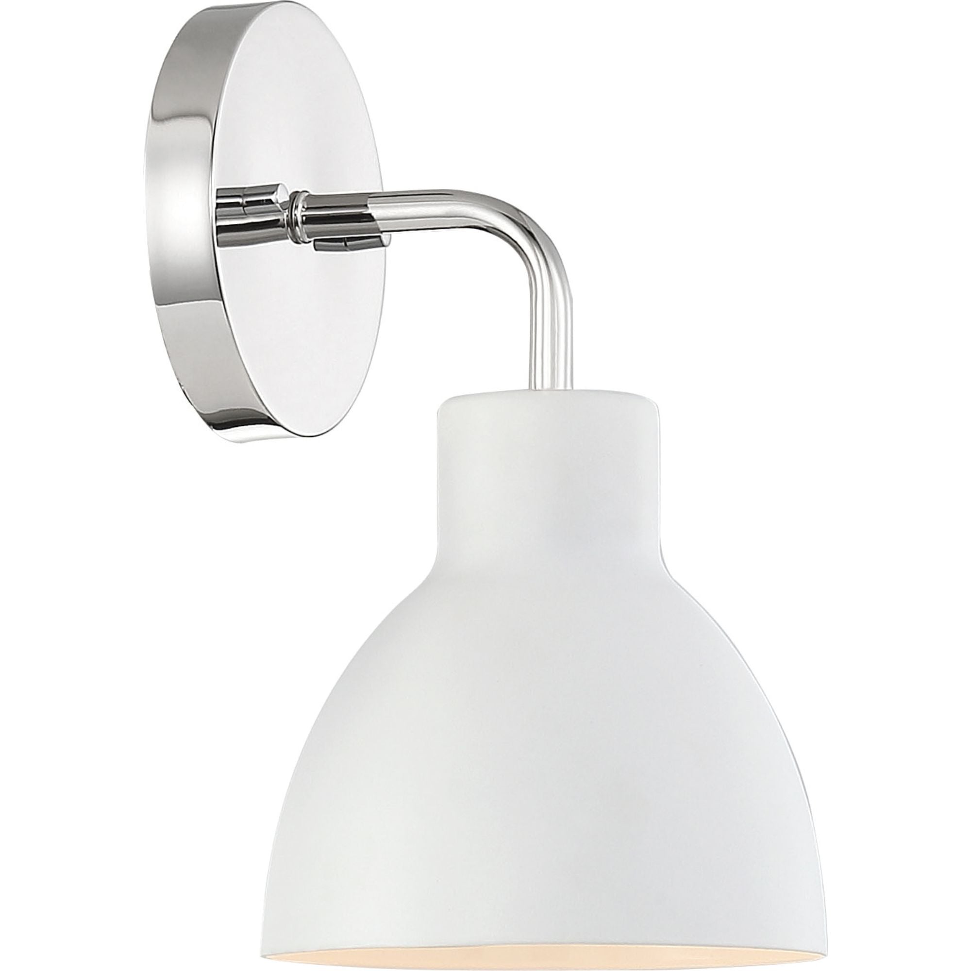 Sloan 10" Armed Sconce, White and Nickel Finish - Bees Lighting