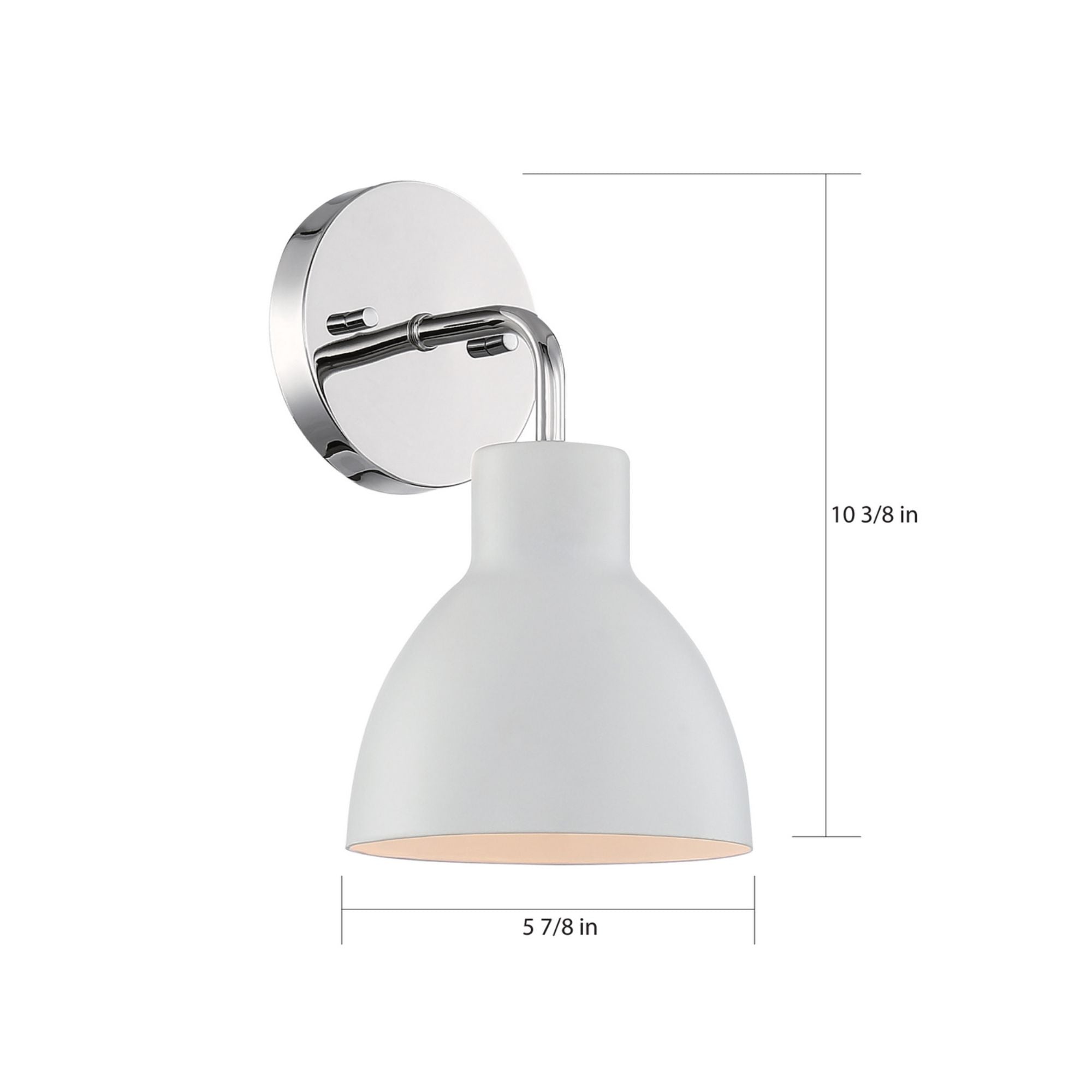 Sloan 10" Armed Sconce, White and Nickel Finish - Bees Lighting
