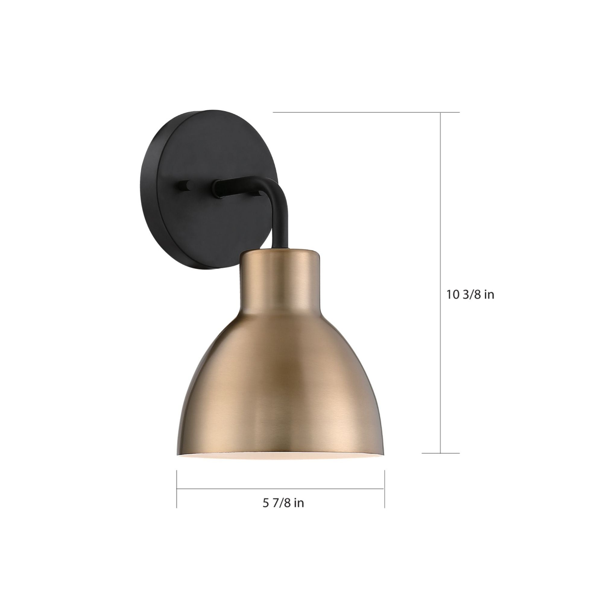 Sloan 10" Armed Sconce, Black and Brass Finish - Bees Lighting