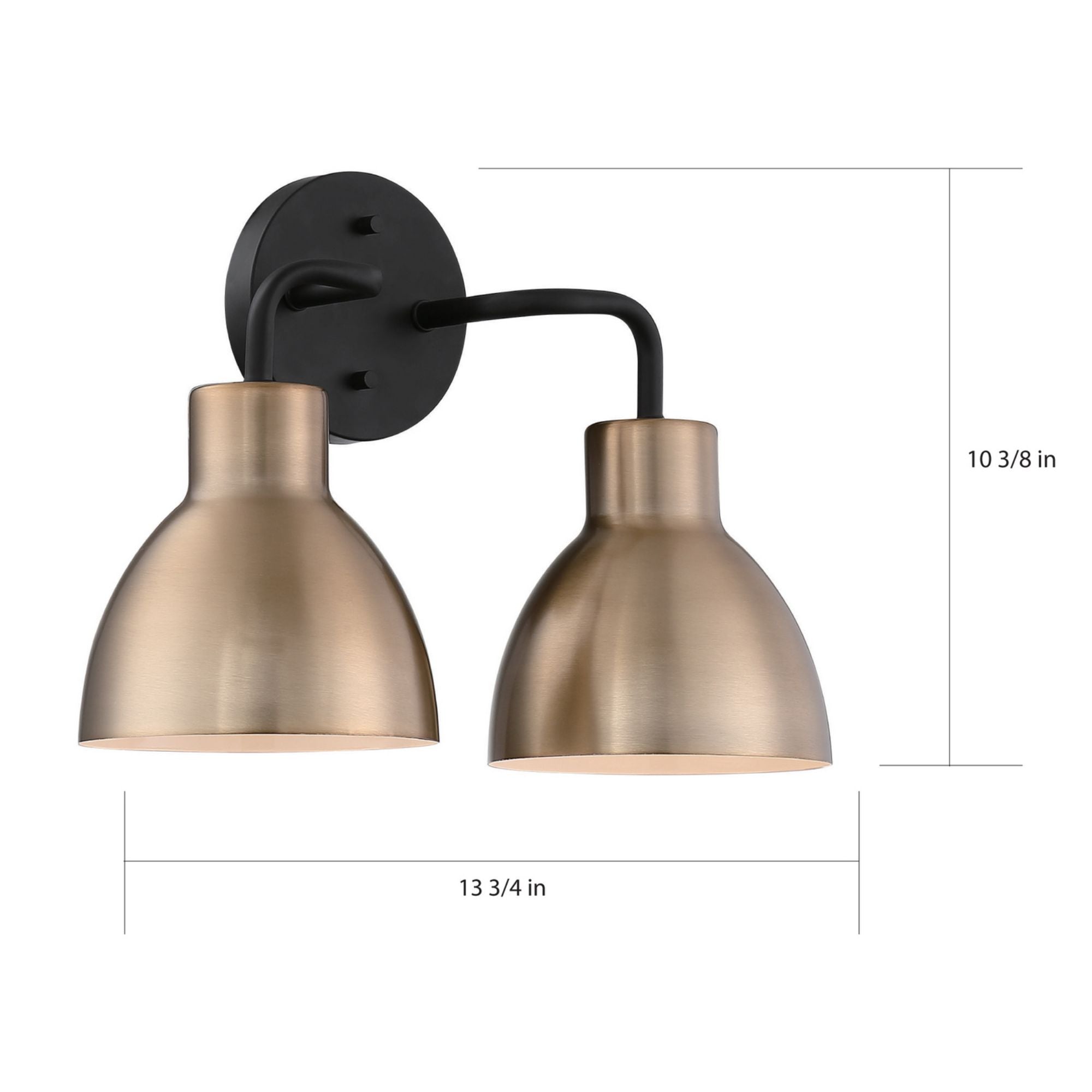 Sloan 14" 2 Lights Vanity, Black and Brass Finish - Bees Lighting