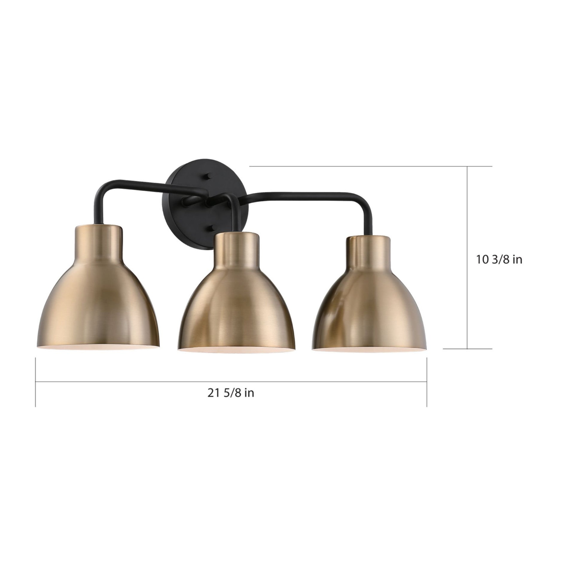 Sloan 22 in. 3 Lights Vanity Light Black and Gold Finish - Bees Lighting