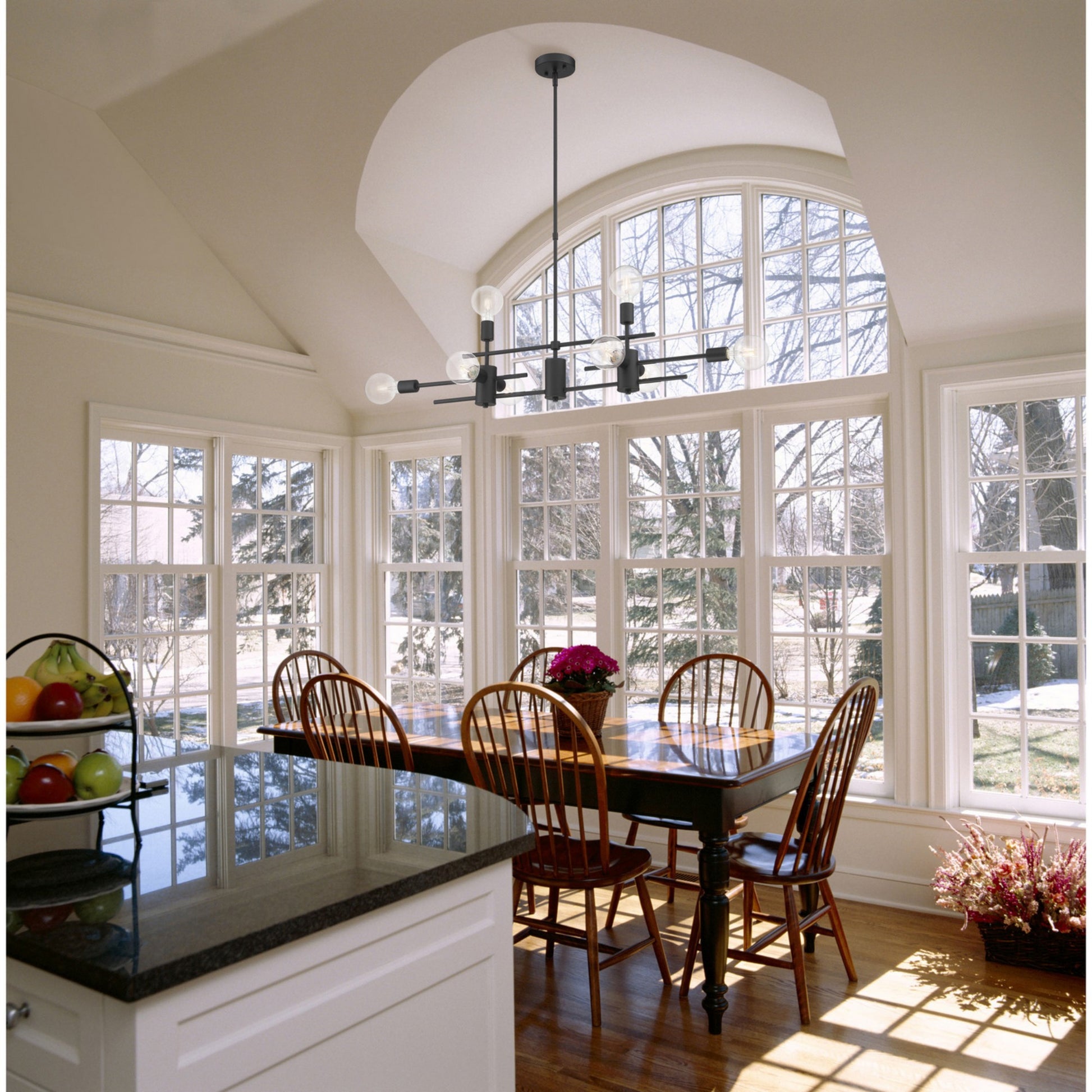 Delphi 45" 8 Lights Pendant, Black Finish - Bees Lighting