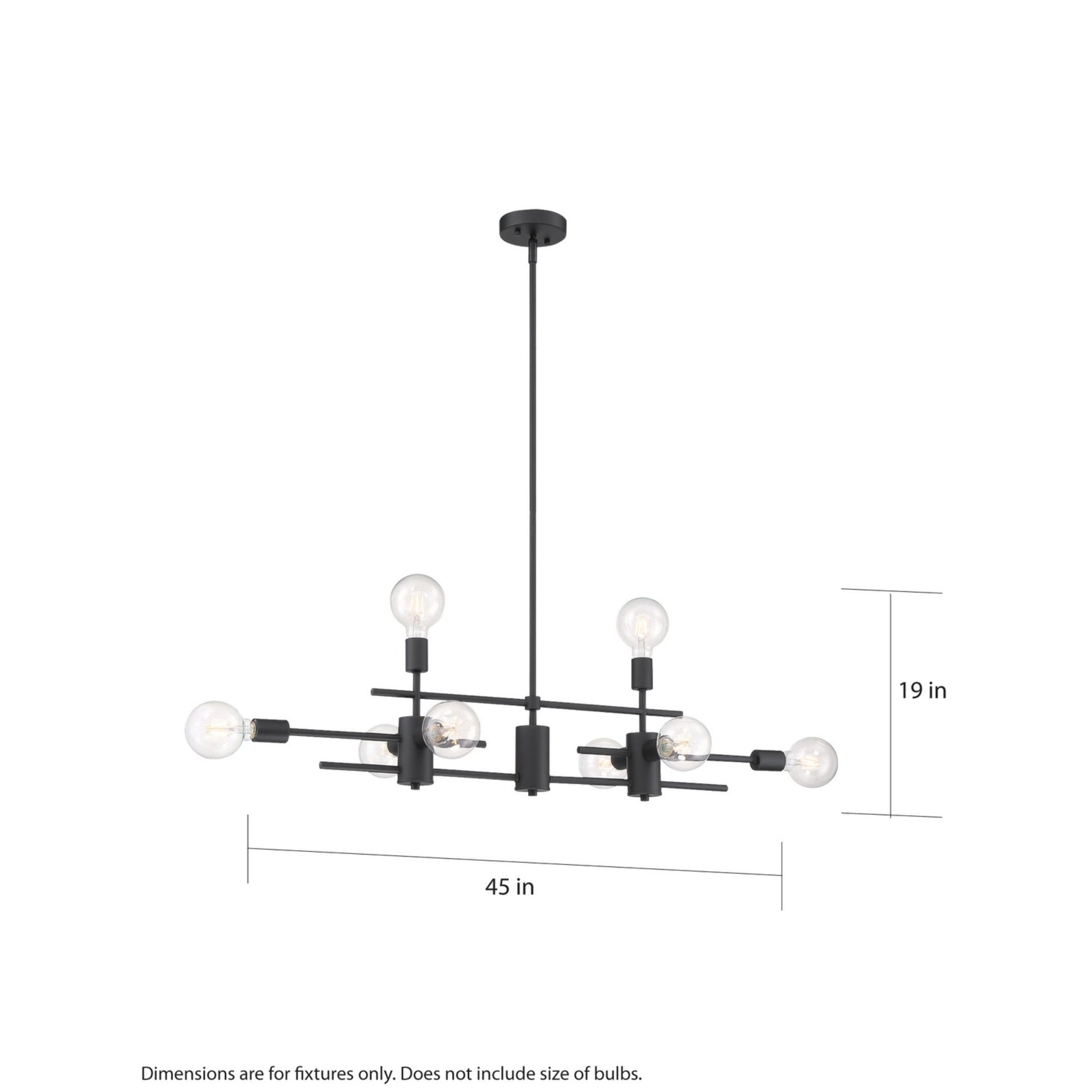 Delphi 45" 8 Lights Pendant, Black Finish - Bees Lighting
