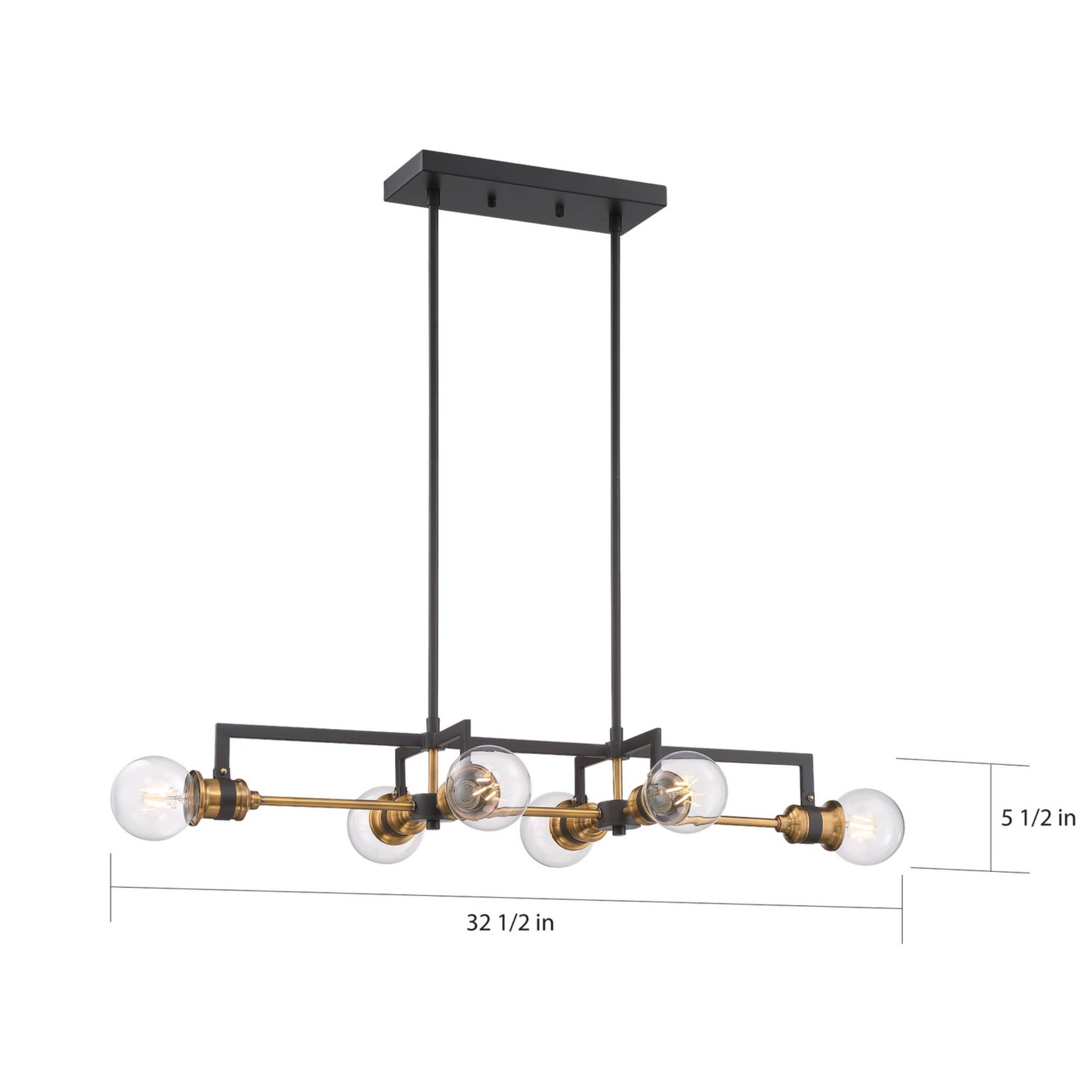 Intention 33" 6 Lights Pendant, Black Finish - Bees Lighting