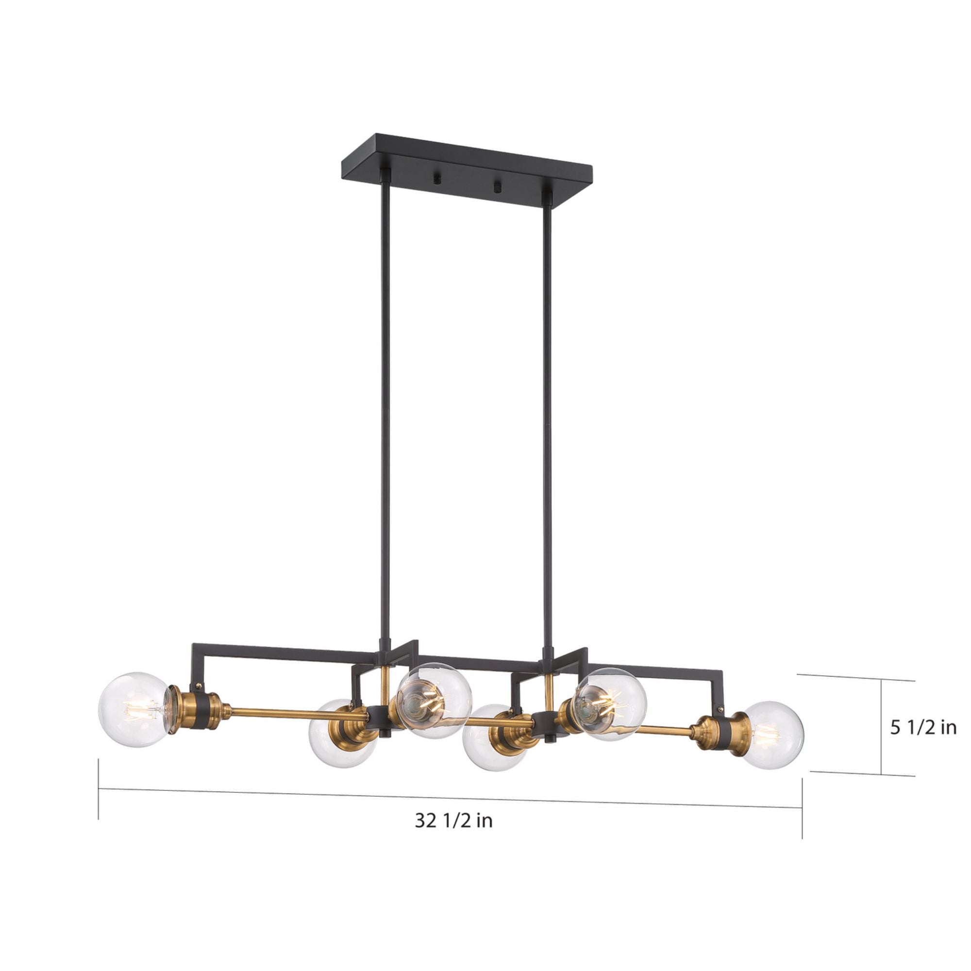 Intention 33" 6 Lights Pendant, Black Finish - Bees Lighting