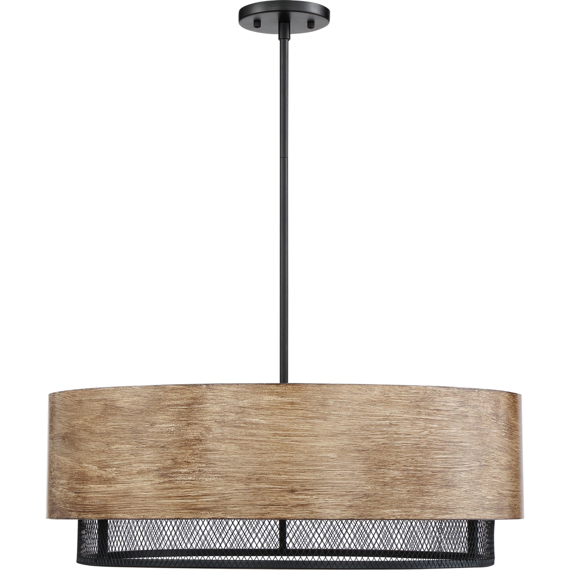 Barrique 24" 5-Light Pendant, Black / Honey Wood Finish - Bees Lighting