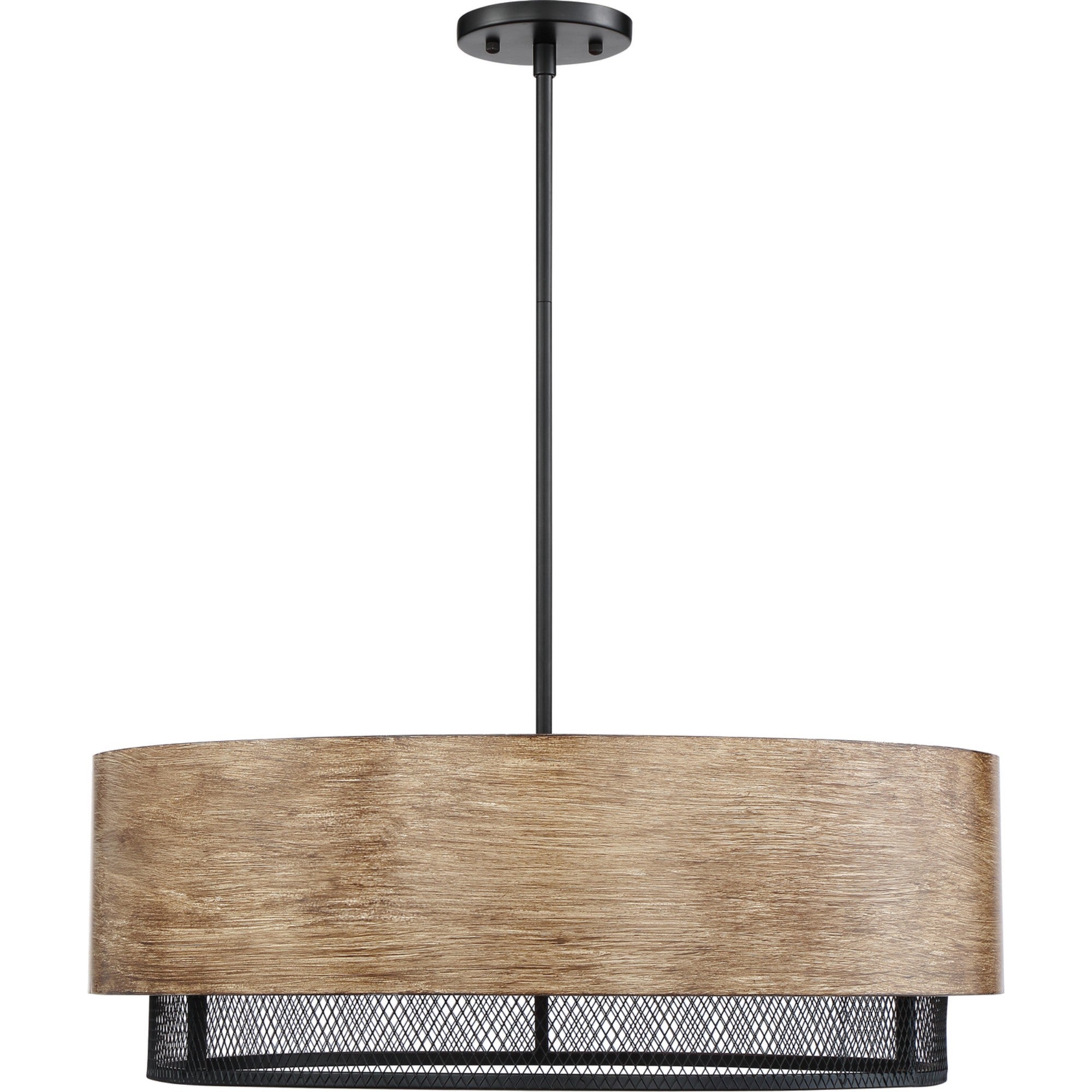 Barrique 24" 5-Light Pendant, Black / Honey Wood Finish - Bees Lighting
