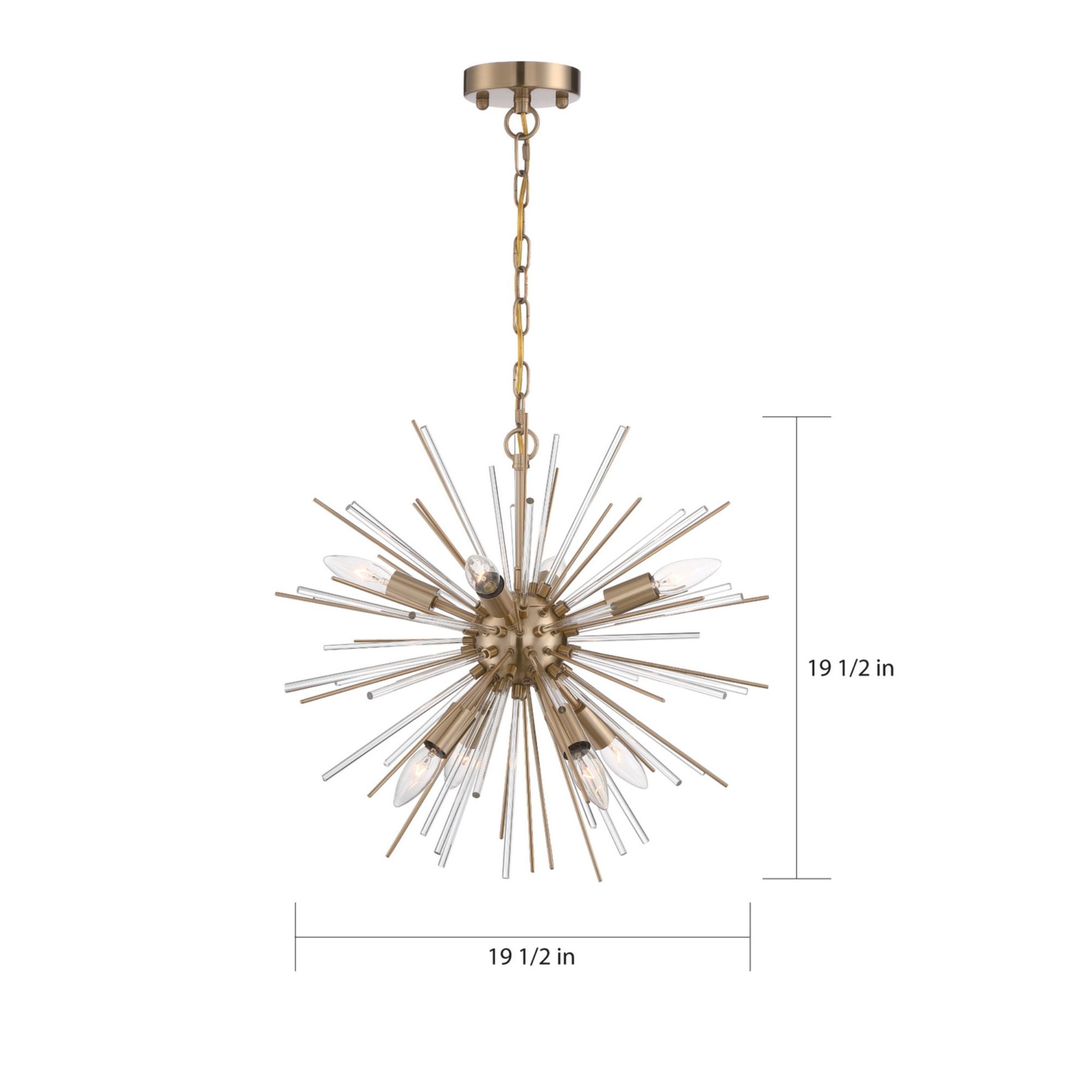 Cirrus 20" 8 Lights Chandelier, Brass Finish - Bees Lighting