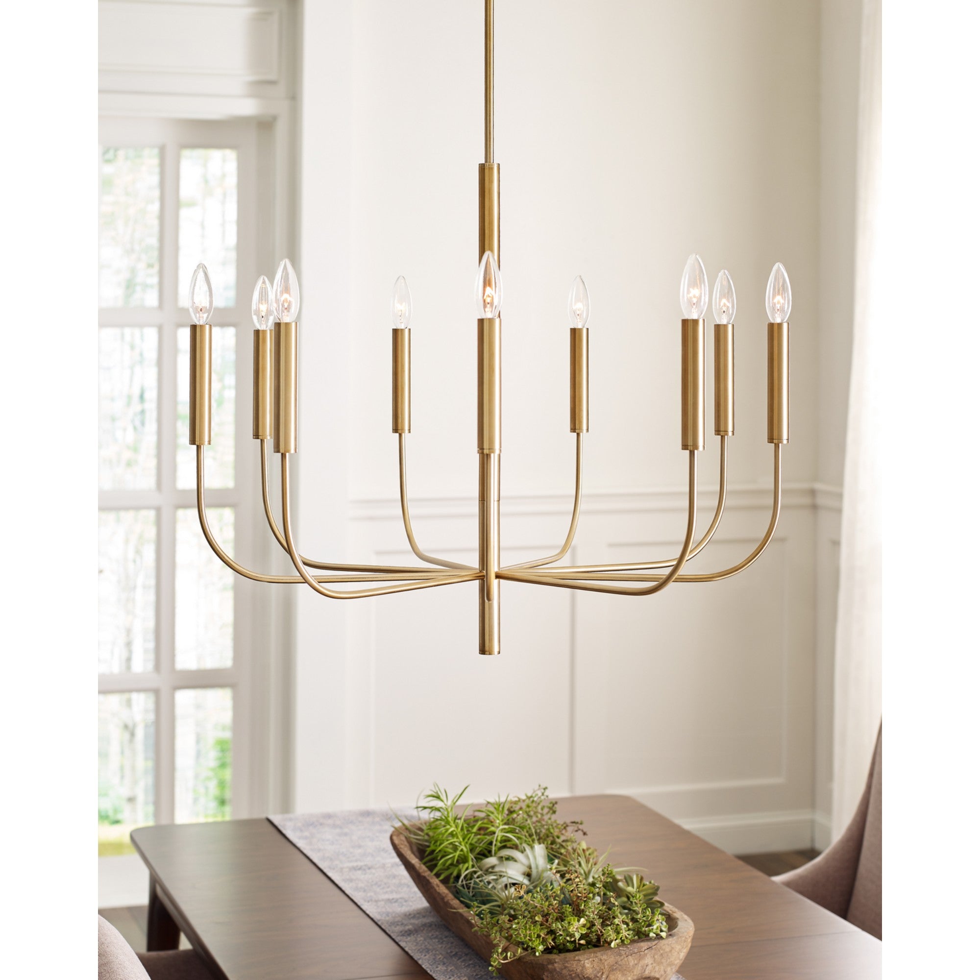 Brianna 30" 9-Light Medium Chandelier, Burnished Brass Finish - Bees Lighting