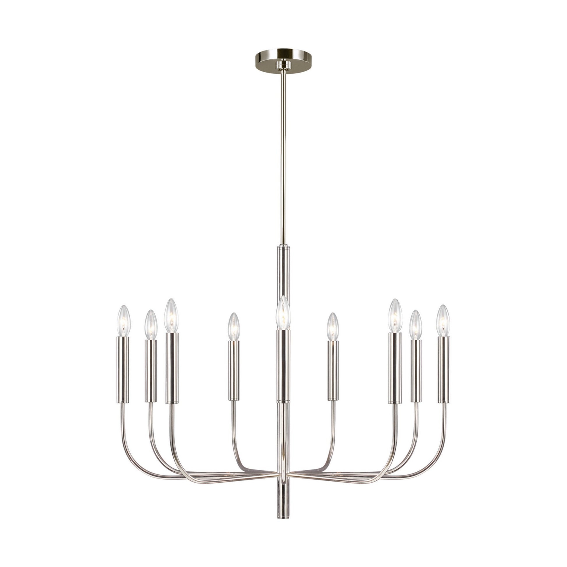 Brianna 30" 9-Light Medium Chandelier, Polished Nickel Finish - Bees Lighting
