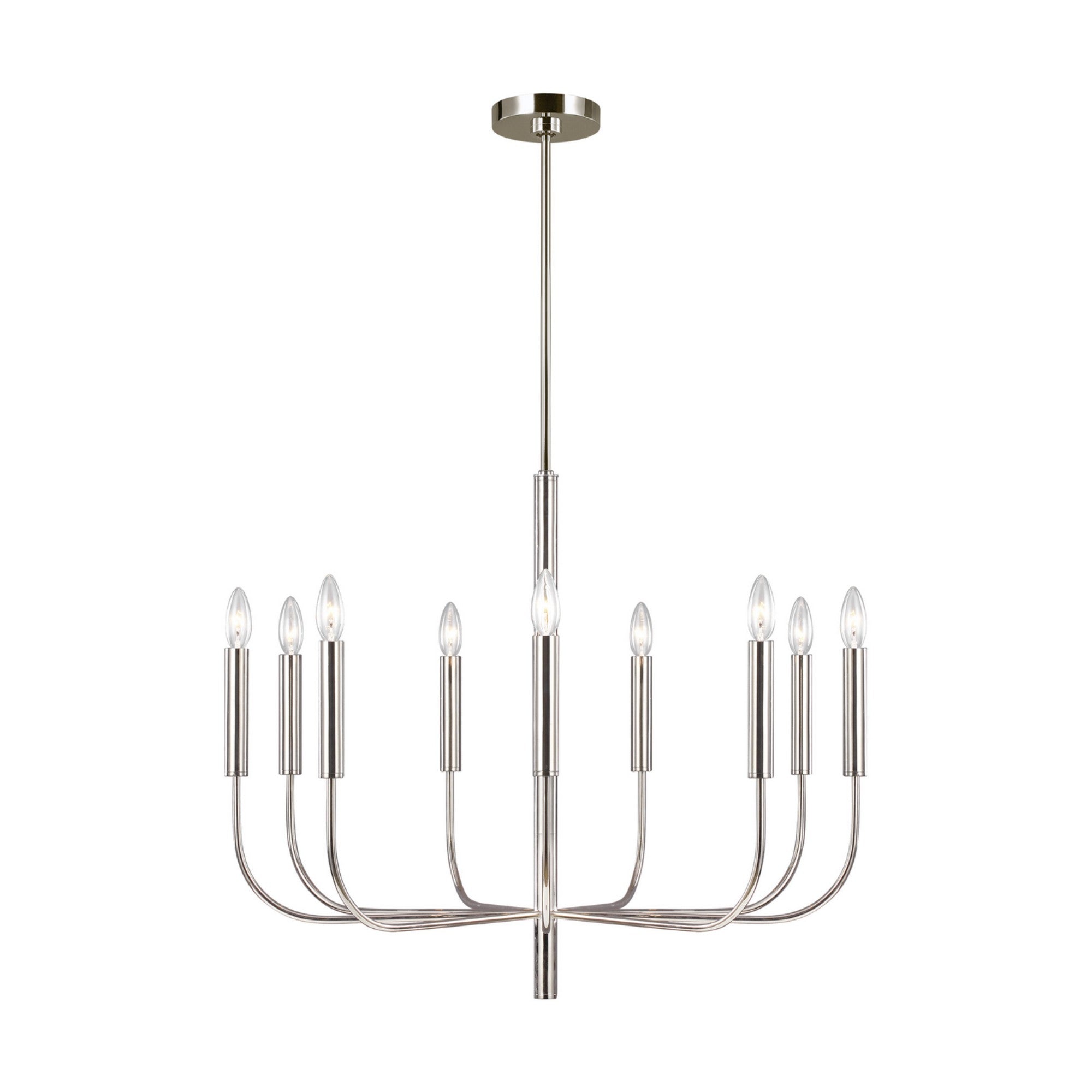 Brianna 30" 9-Light Medium Chandelier, Polished Nickel Finish - Bees Lighting