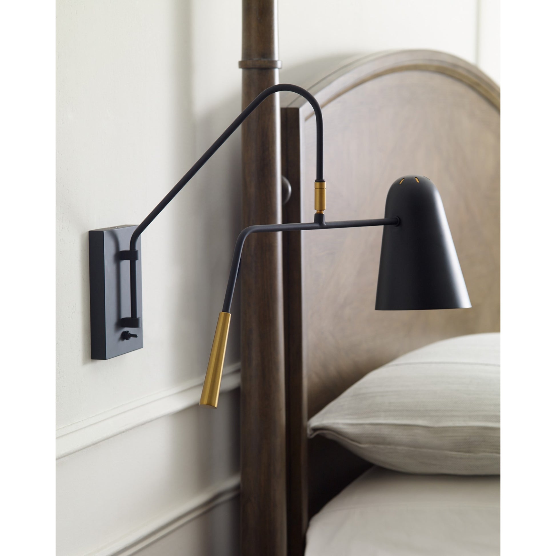 Simon 17" Swing Arm Sconce, Midnight Black Finish - Bees Lighting