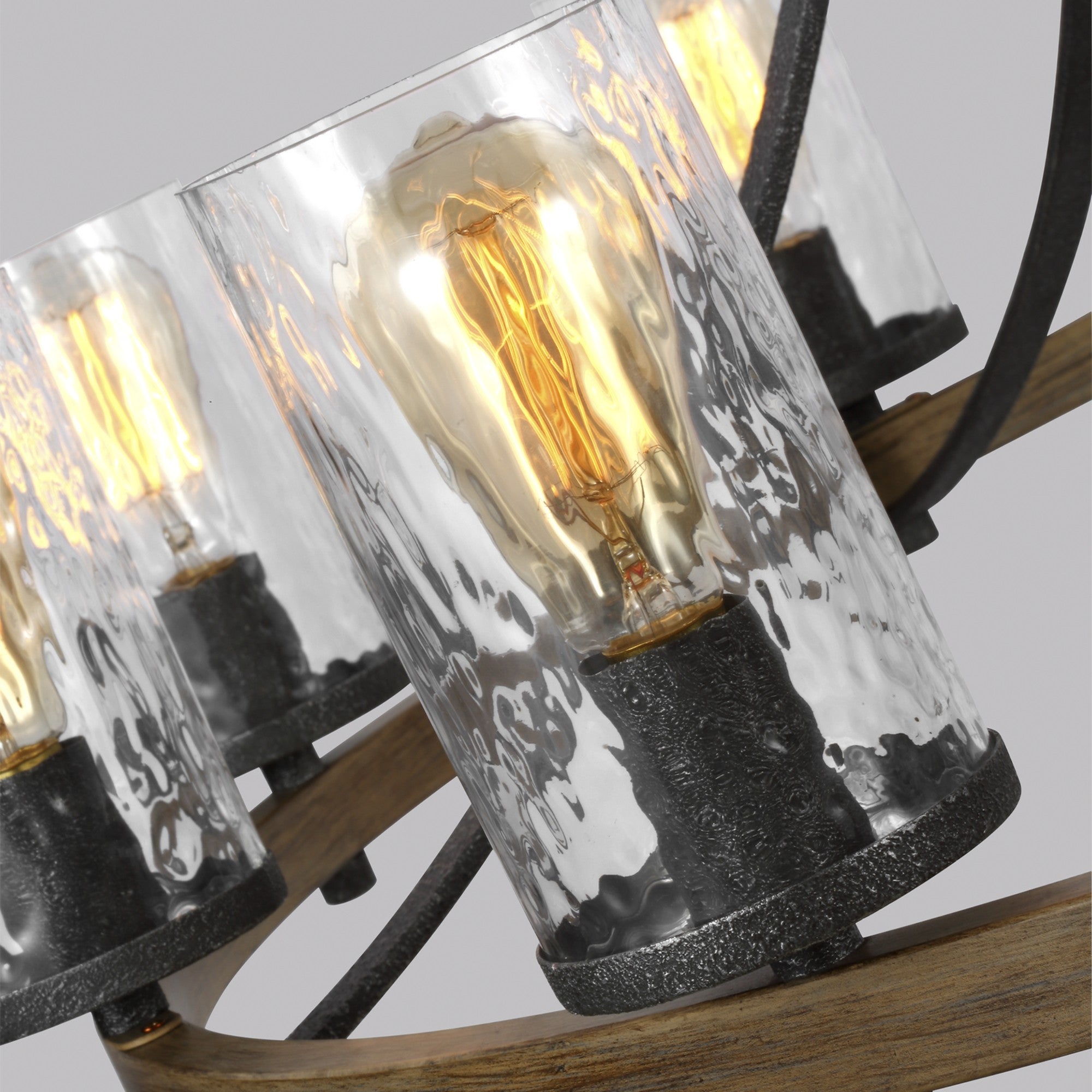 Angelo 48" 10-Light Large Chandelier, Slate Grey Metal & Wood Finish - Bees Lighting