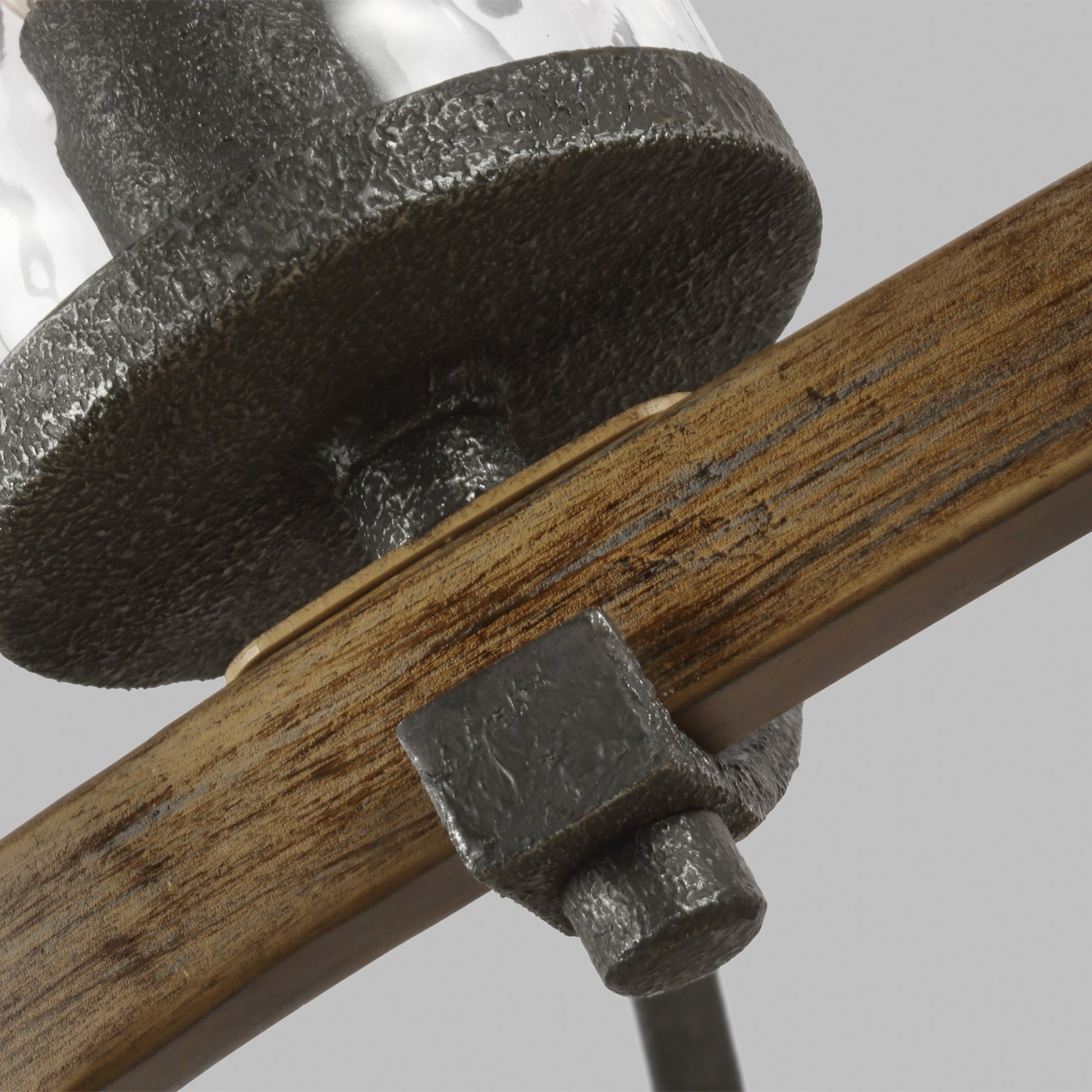Angelo 48" 10-Light Large Chandelier, Slate Grey Metal & Wood Finish - Bees Lighting