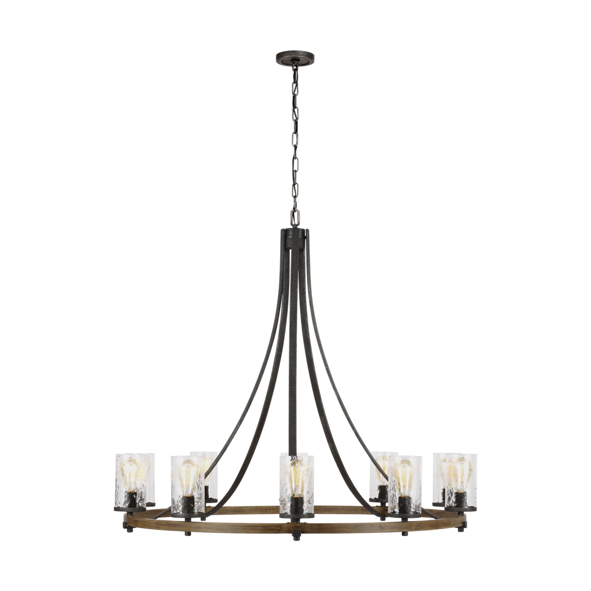 Angelo 48" 10-Light Large Chandelier, Slate Grey Metal & Wood Finish