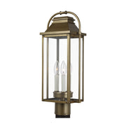 Wellsworth 21" 3-Light Post Lantern, Painted Distressed Brass Finish - Bees Lighting