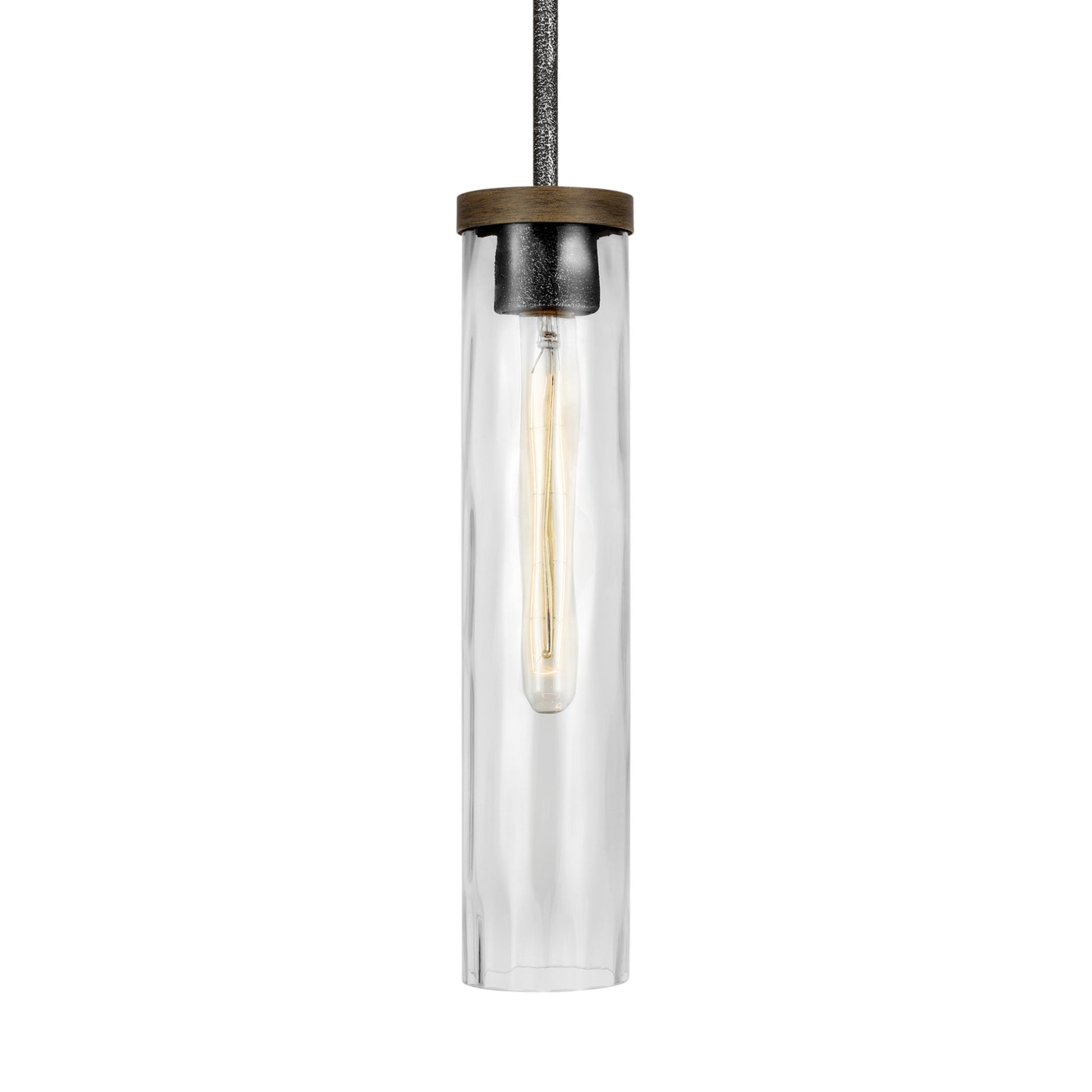 Angelo 3" Slim Pendant, Slate Grey Metal & Wood Finish - Bees Lighting
