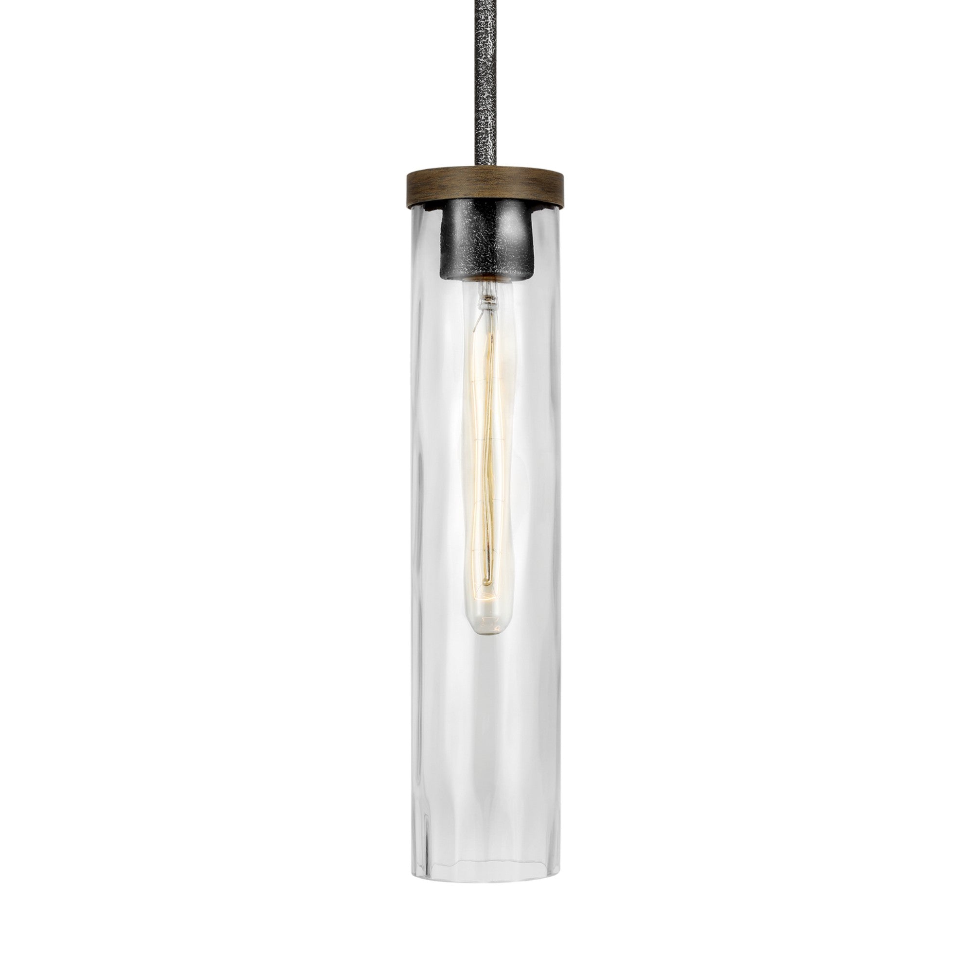Angelo 3" Slim Pendant, Slate Grey Metal & Wood Finish - Bees Lighting