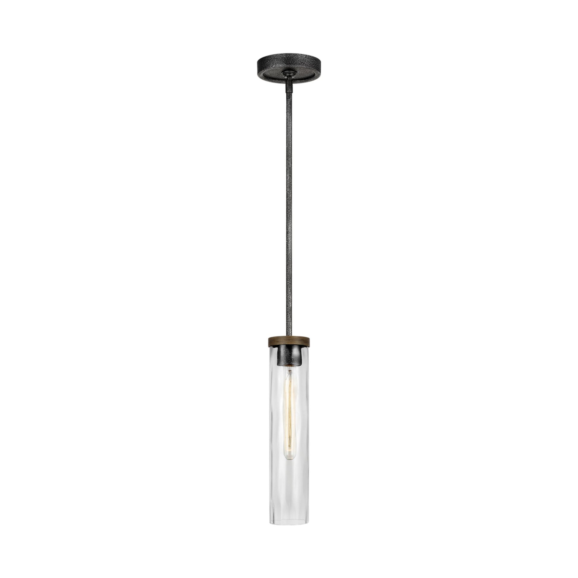 Angelo 3" Slim Pendant, Slate Grey Metal & Wood Finish - Bees Lighting