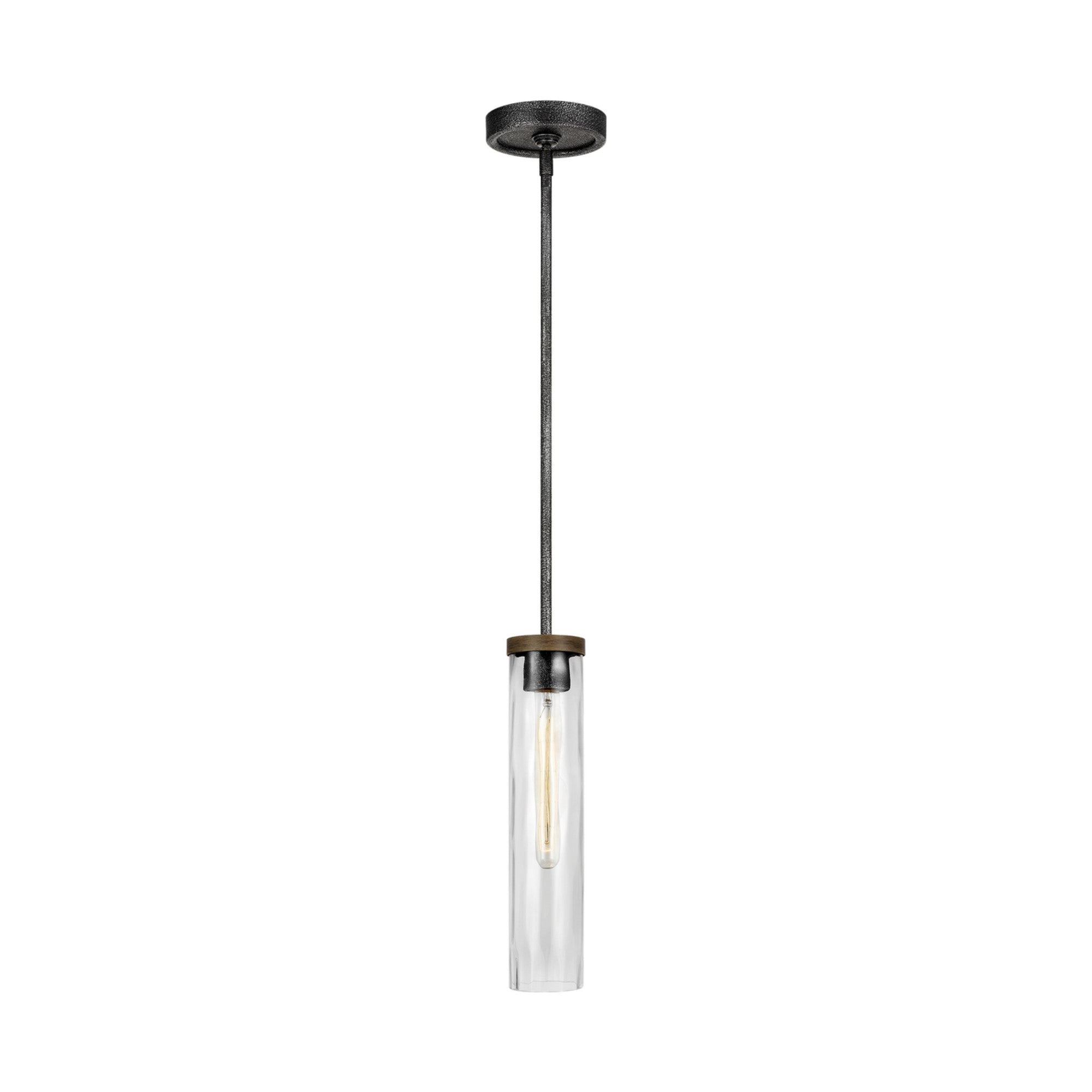 Angelo 3" Slim Pendant, Slate Grey Metal & Wood Finish - Bees Lighting