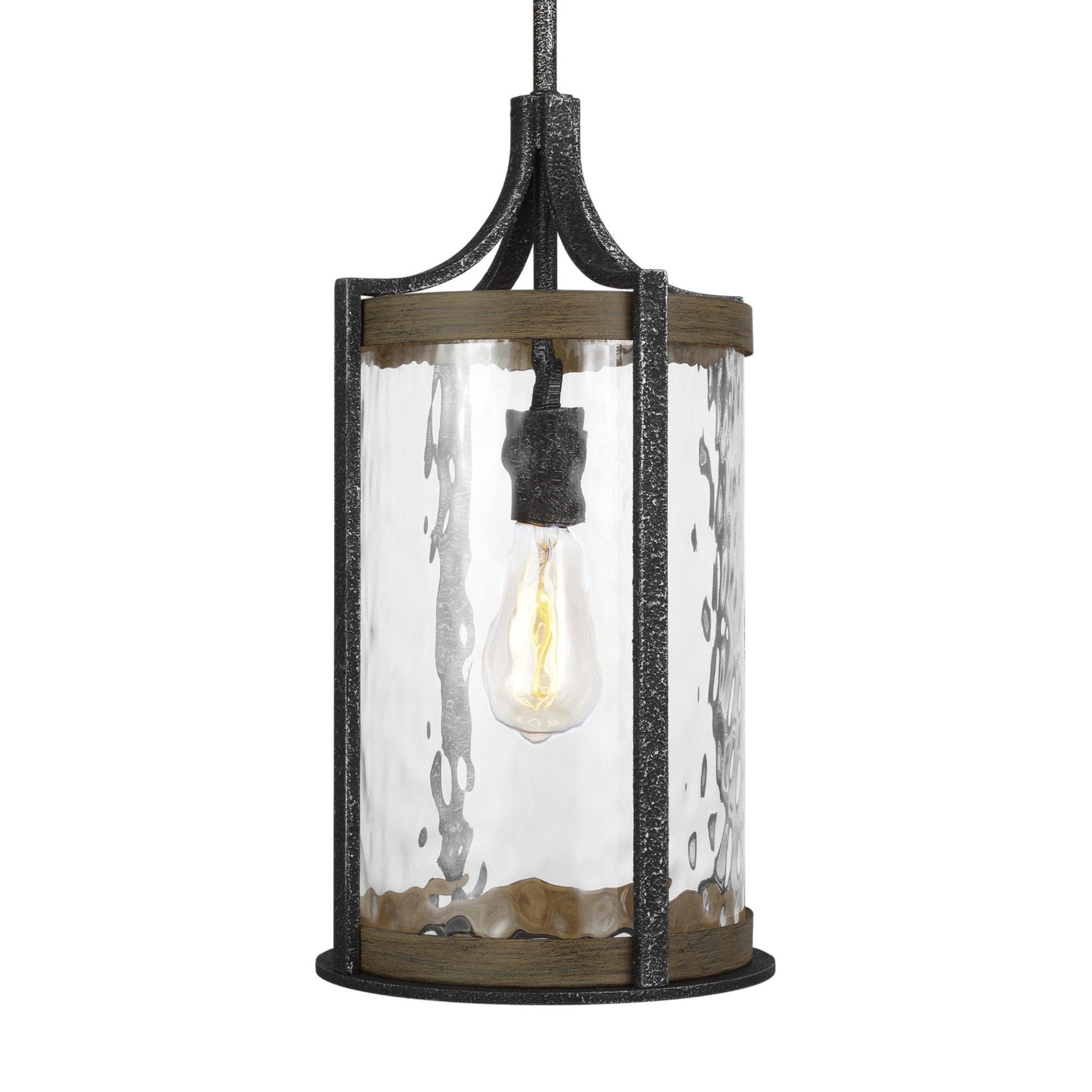 Angelo 10" Mini Pendant, Slate Grey Metal & Wood Finish - Bees Lighting