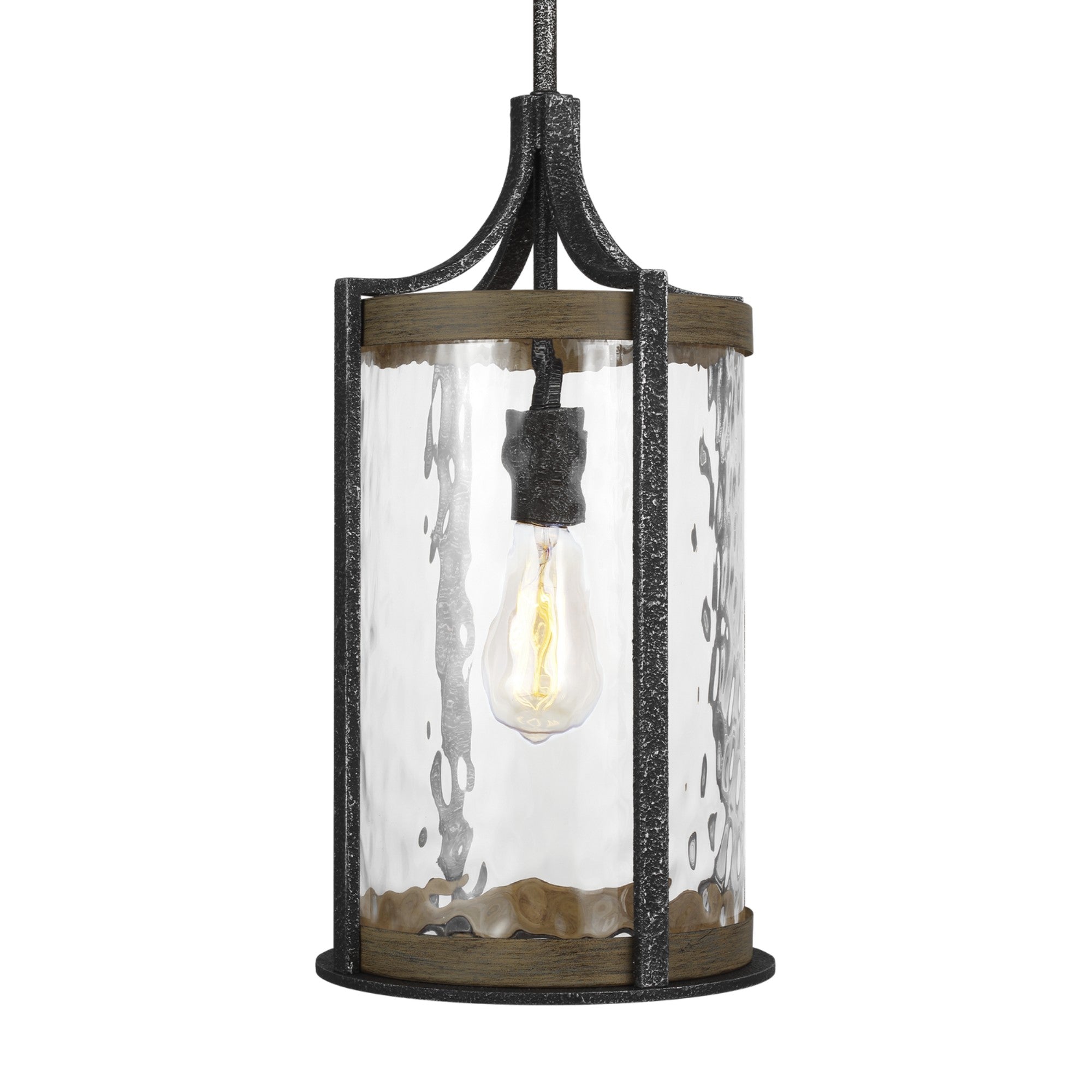 Angelo 10" Mini Pendant, Slate Grey Metal & Wood Finish - Bees Lighting