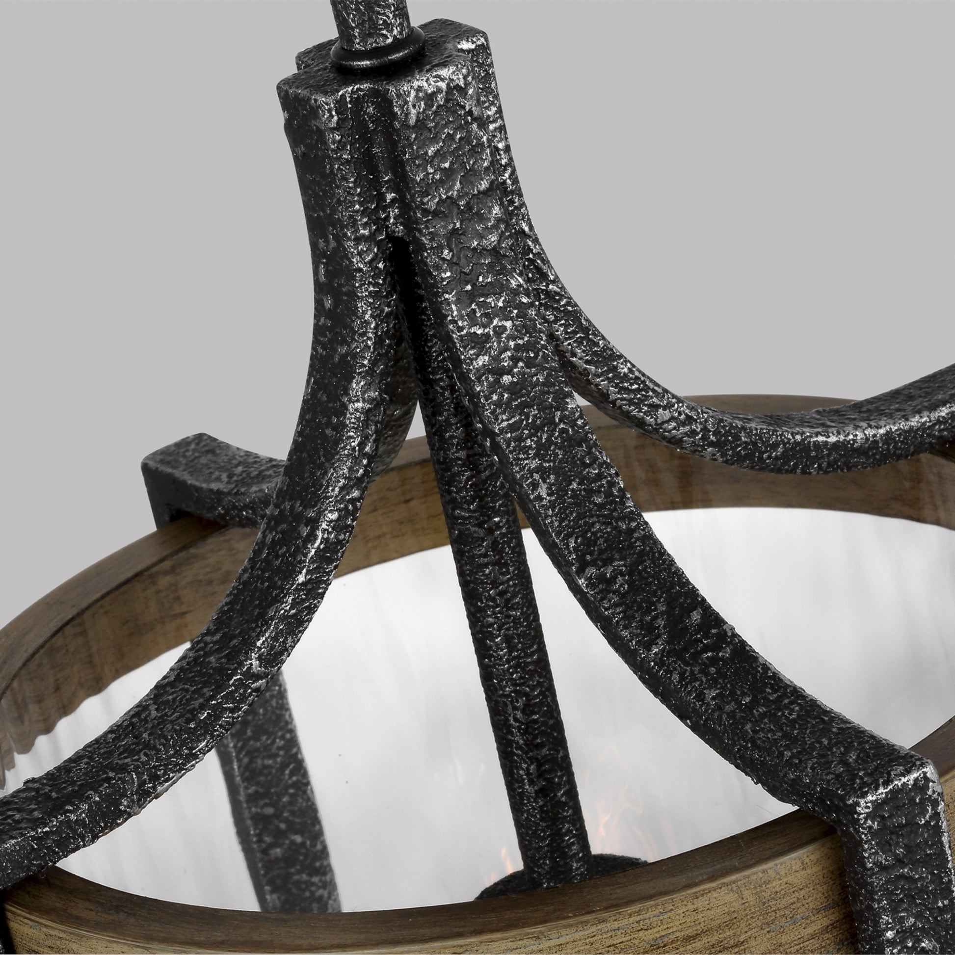 Angelo 10" Mini Pendant, Slate Grey Metal & Wood Finish - Bees Lighting