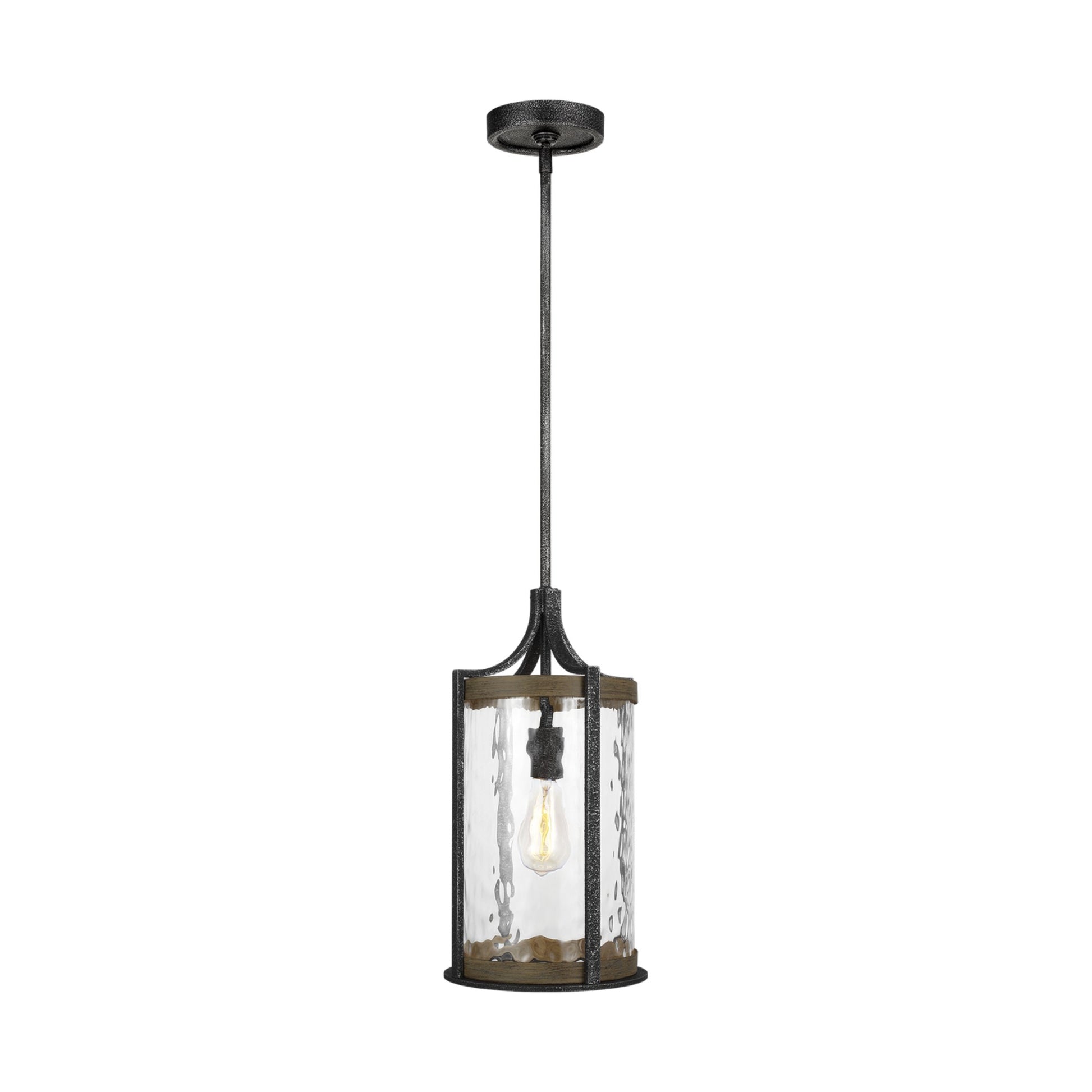 Angelo 10" Mini Pendant, Slate Grey Metal & Wood Finish - Bees Lighting