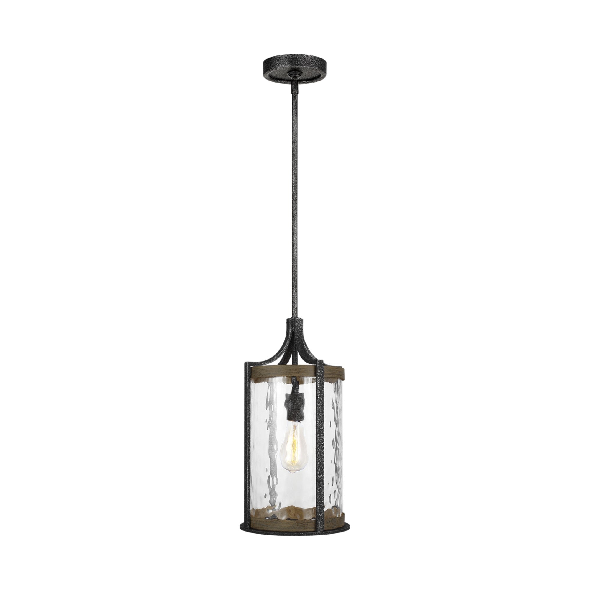 Angelo 10" Mini Pendant, Slate Grey Metal & Wood Finish - Bees Lighting