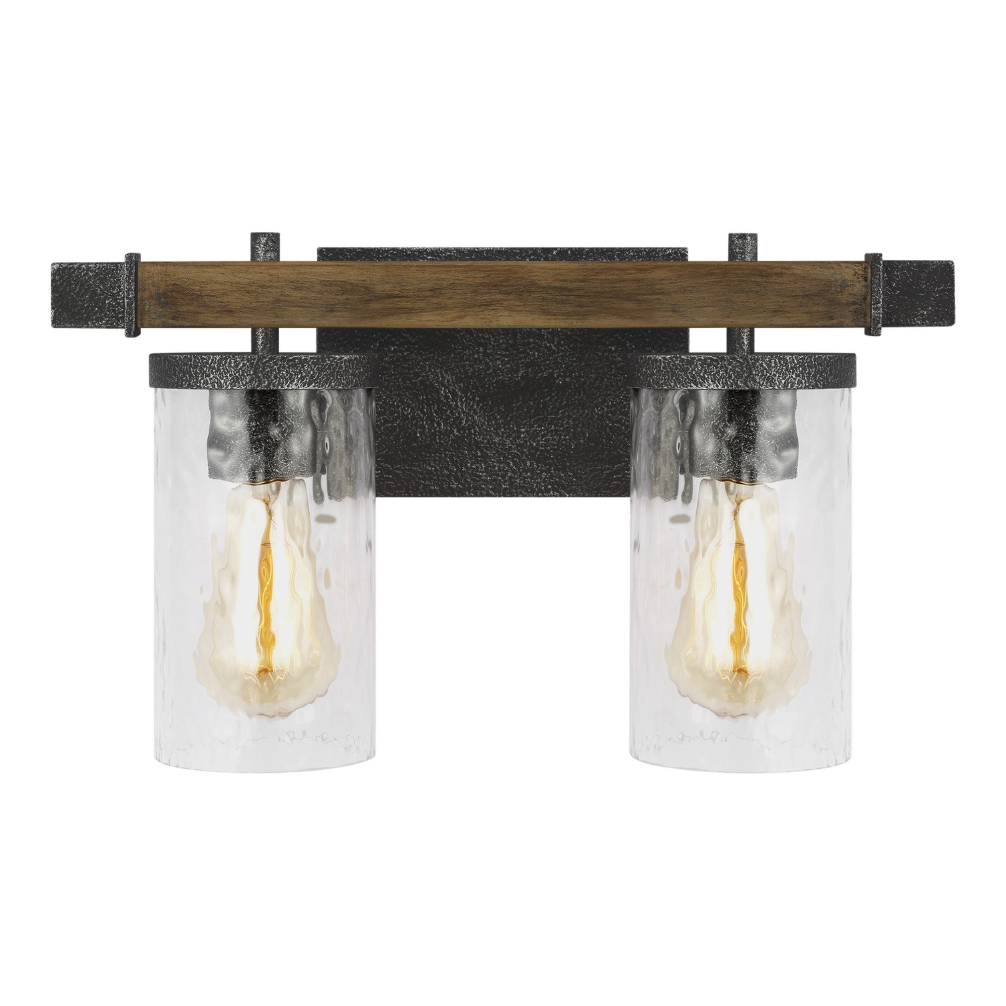 Angelo 16" 2-Light Bathroom Vanity, Slate Grey Metal & Wood Finish - Bees Lighting