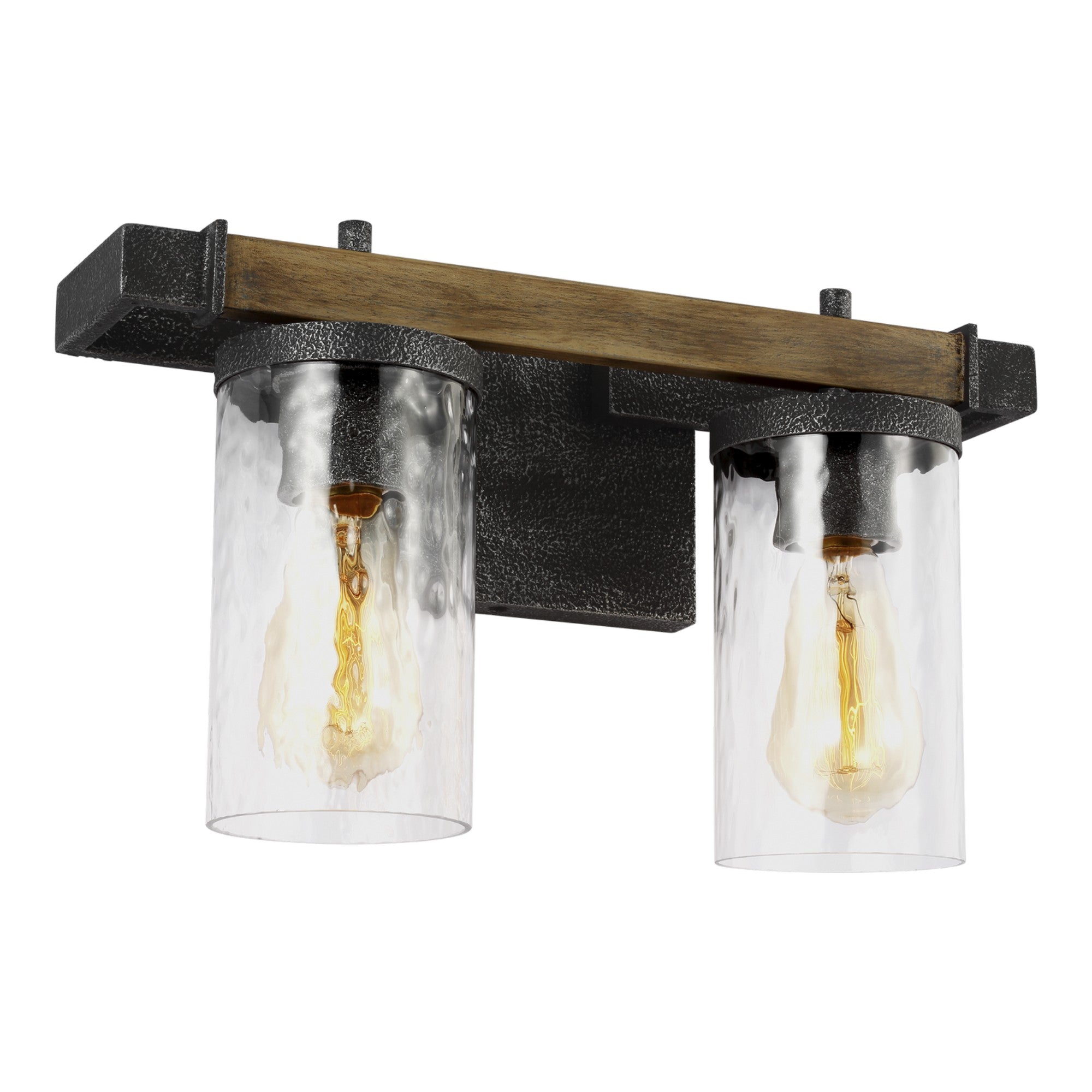 Angelo 16" 2-Light Bathroom Vanity, Slate Grey Metal & Wood Finish - Bees Lighting