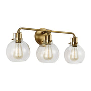 Clara 24" 3-Light Bathroom Vanity, Burnished Brass Finish - Bees Lighting