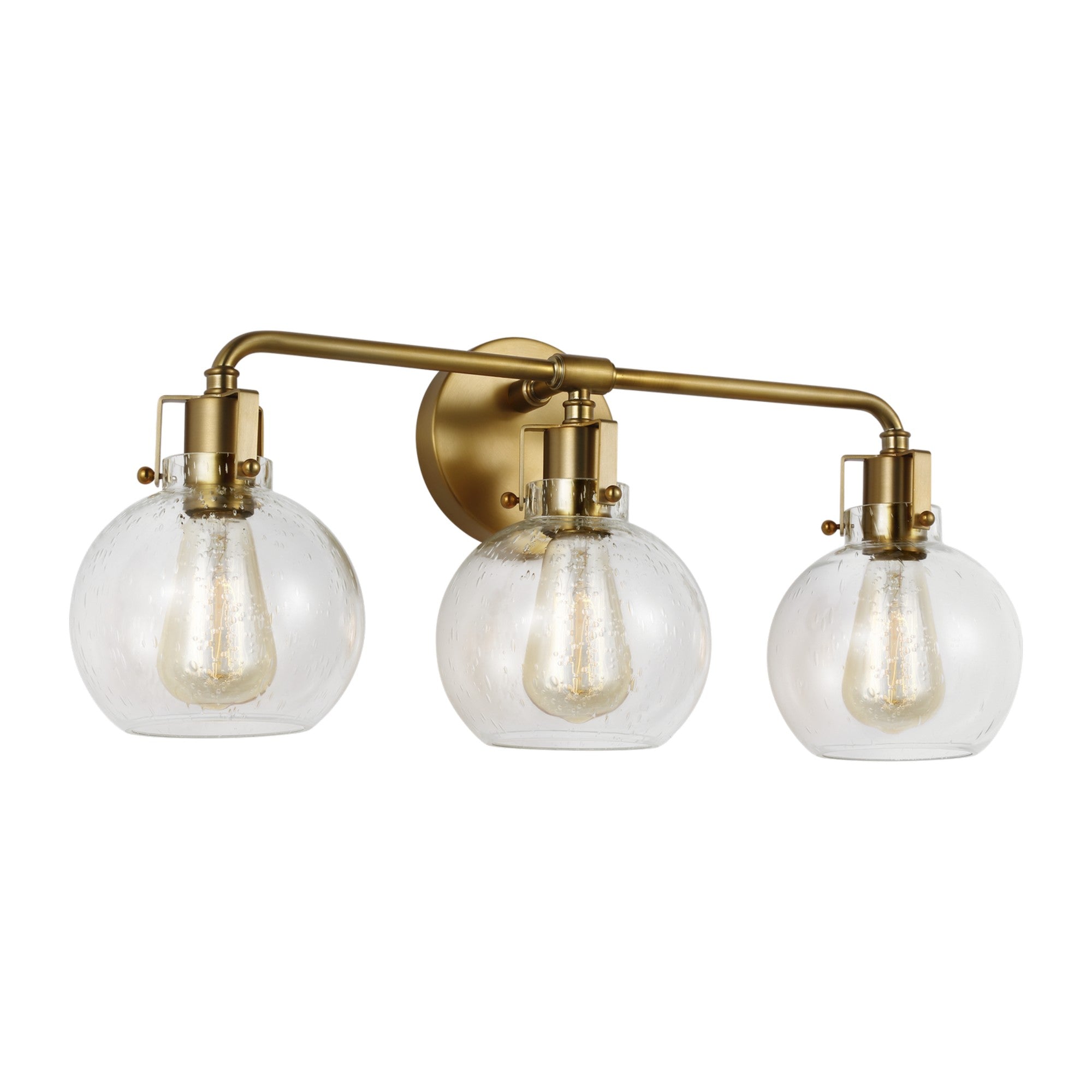 Clara 24" 3-Light Bathroom Vanity, Burnished Brass Finish - Bees Lighting