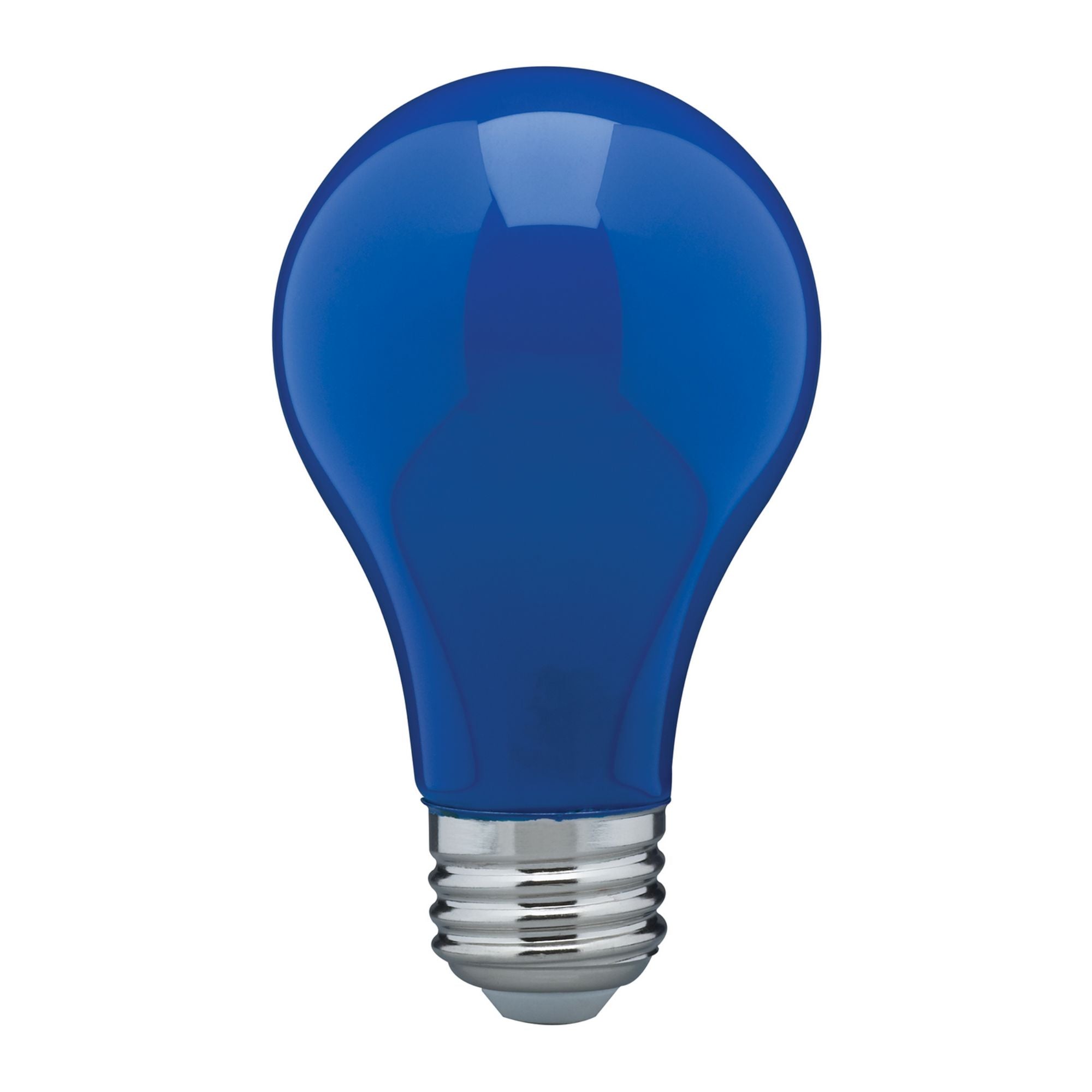 A19 LED Bulb, 8 Watts, E26 Medium Base, Ceramic Blue Finish, 120V - Bees Lighting