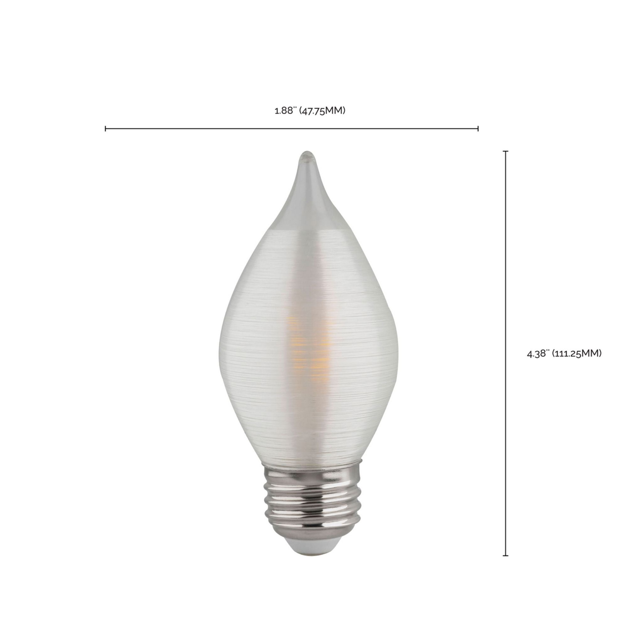 C15 Filament LED Bulb, 4W, 300 Lumens, 40W Equal, 2700K, E26 Base, Satin Spun Clear Finish - Bees Lighting