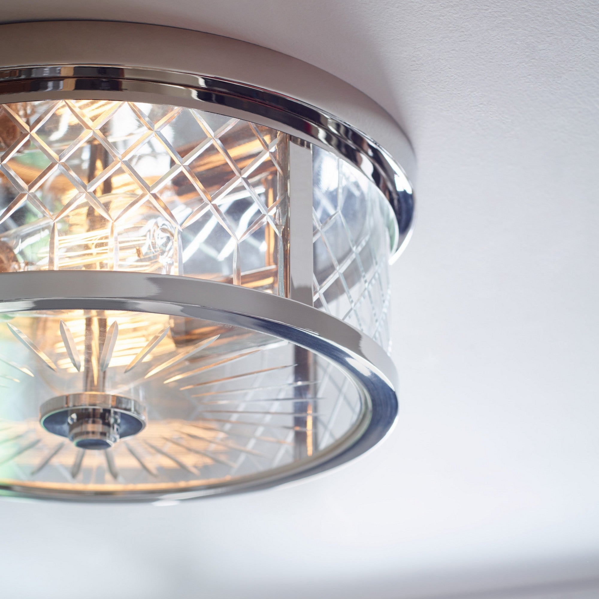 Alec 13" 2-Light Flush Mount, Polished Nickel Finish - Bees Lighting