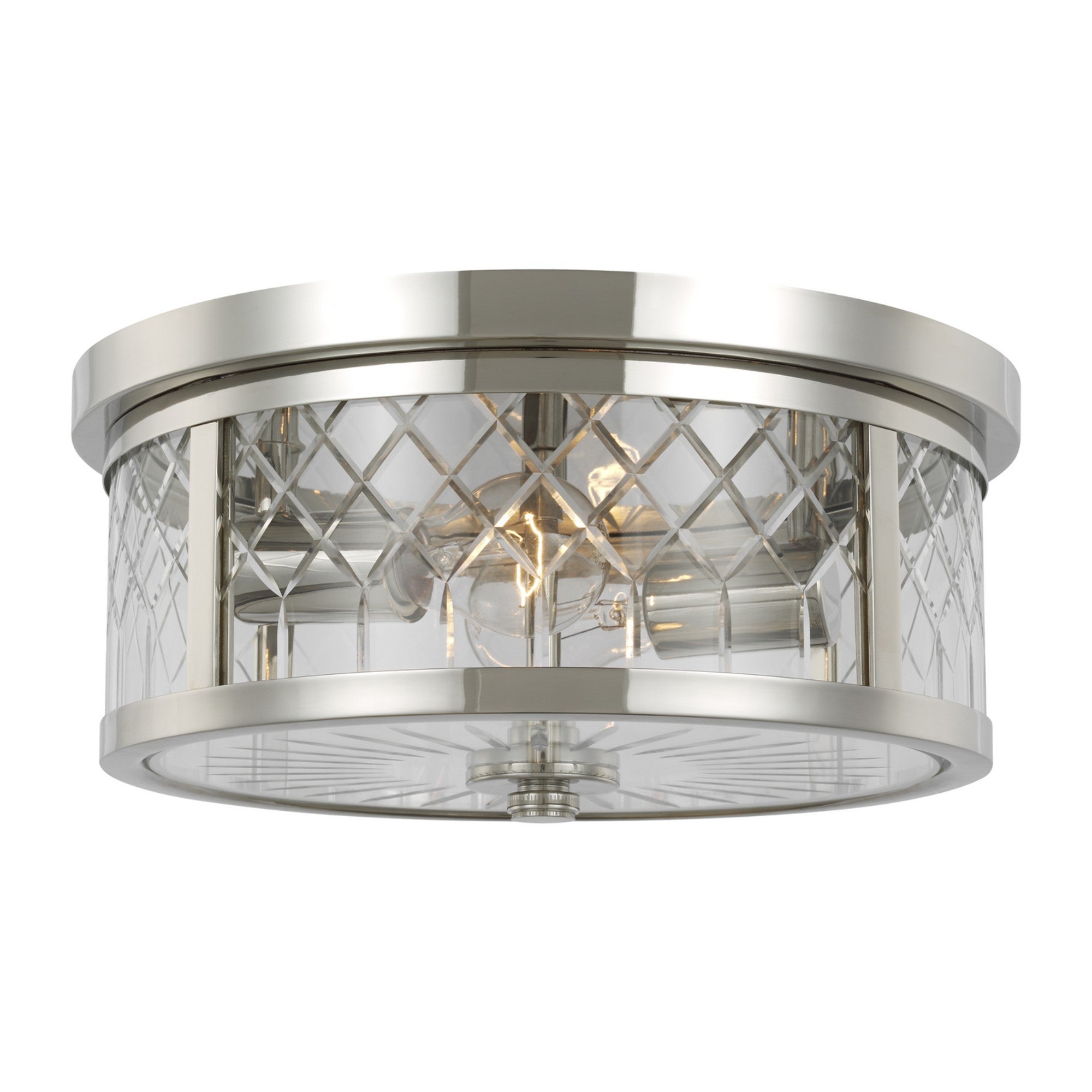Alec 13" 2-Light Flush Mount, Polished Nickel Finish