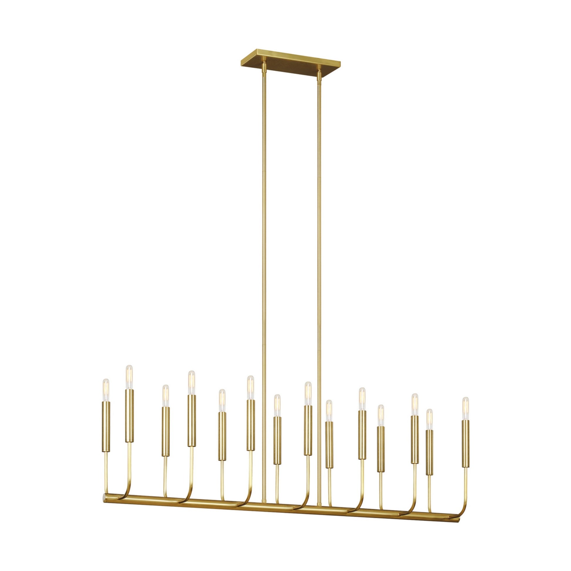 Brianna 48" 14-Light Linear Chandelier, Burnished Brass Finish - Bees Lighting