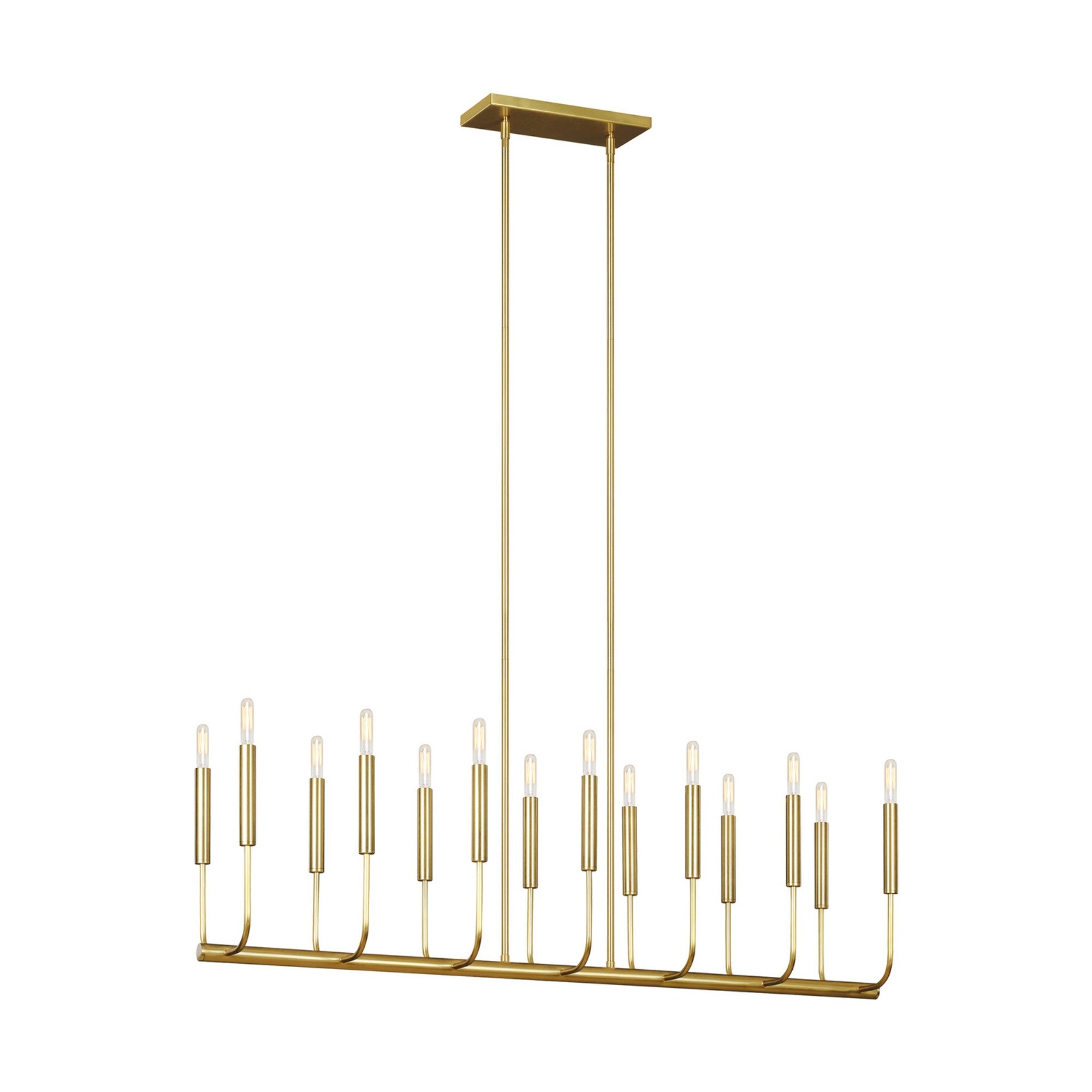 Brianna 48" 14-Light Linear Chandelier, Burnished Brass Finish - Bees Lighting
