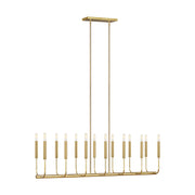Brianna 48" 14-Light Linear Chandelier, Burnished Brass Finish - Bees Lighting