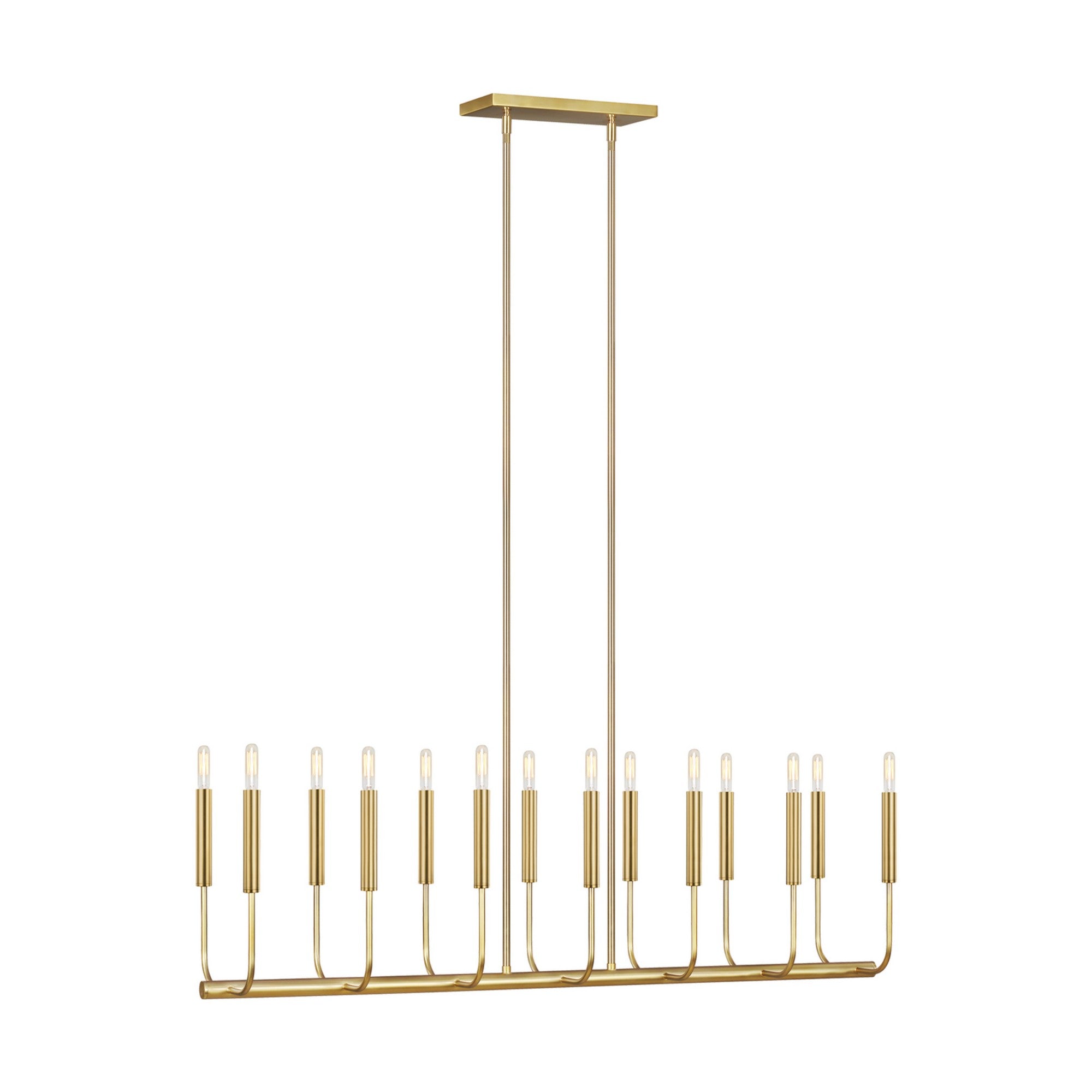 Brianna 48" 14-Light Linear Chandelier, Burnished Brass Finish - Bees Lighting