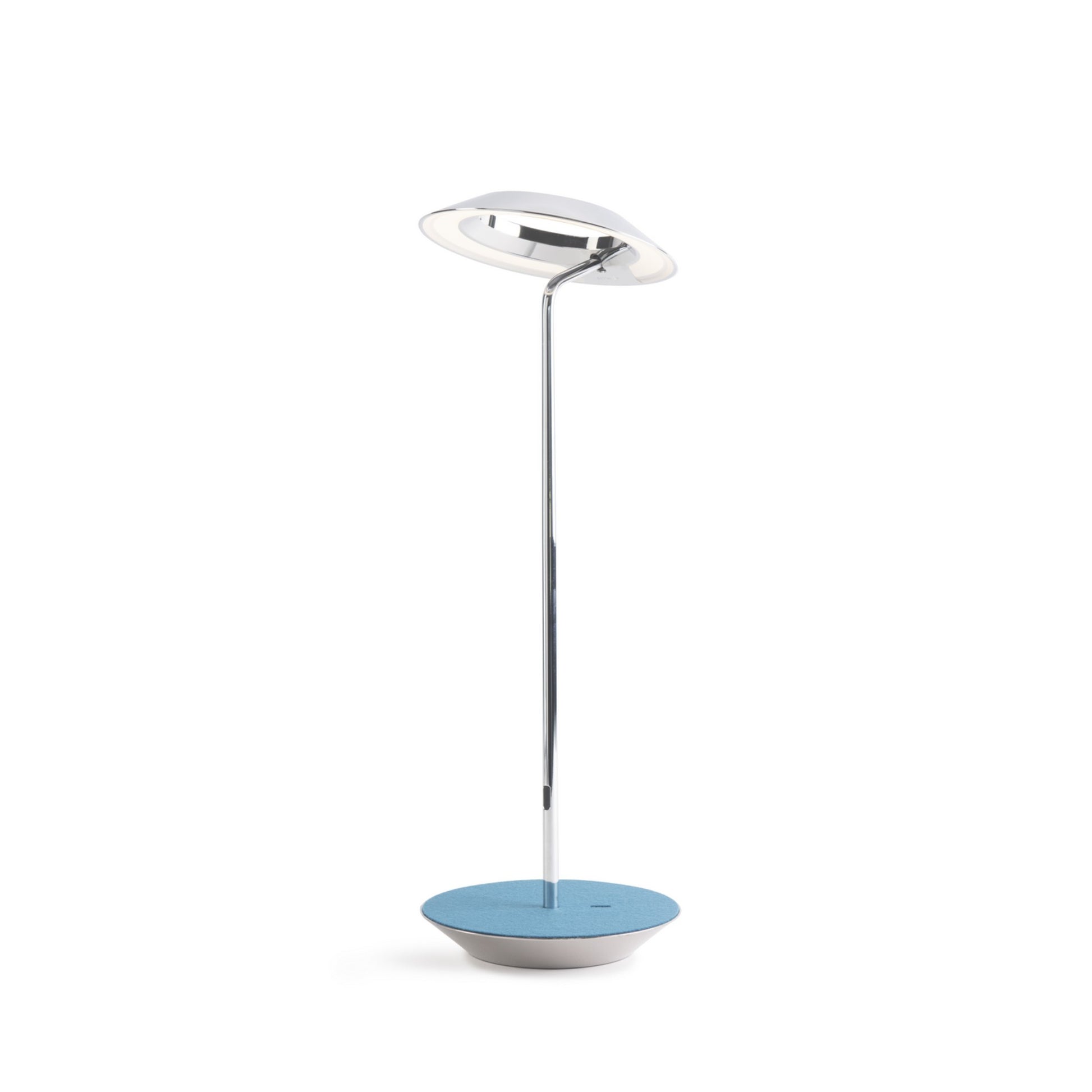 Royyo Chrome with Azure Felt Modern LED Desk Lamp with USB Port - Bees Lighting