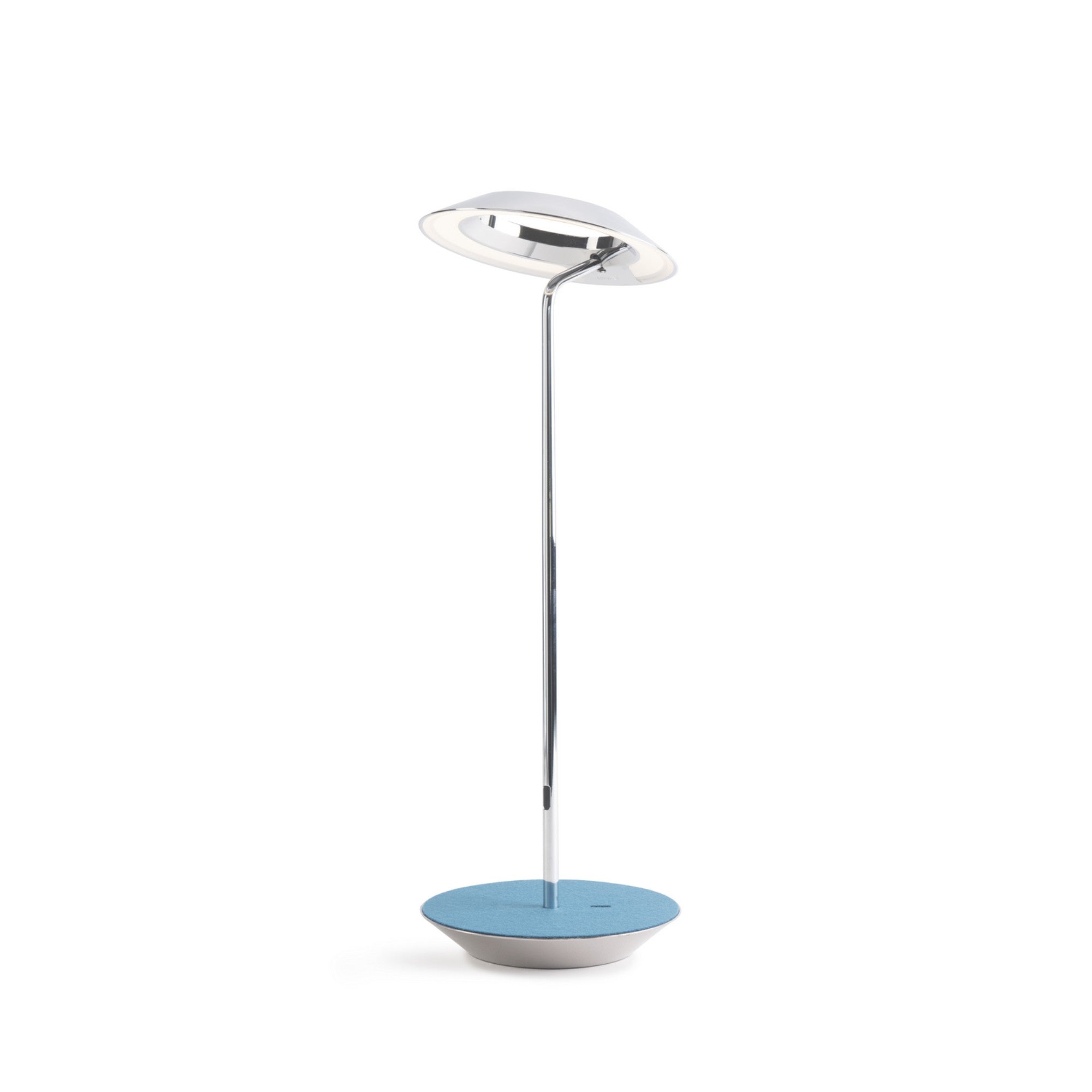 Royyo Chrome with Azure Felt Modern LED Desk Lamp with USB Port - Bees Lighting