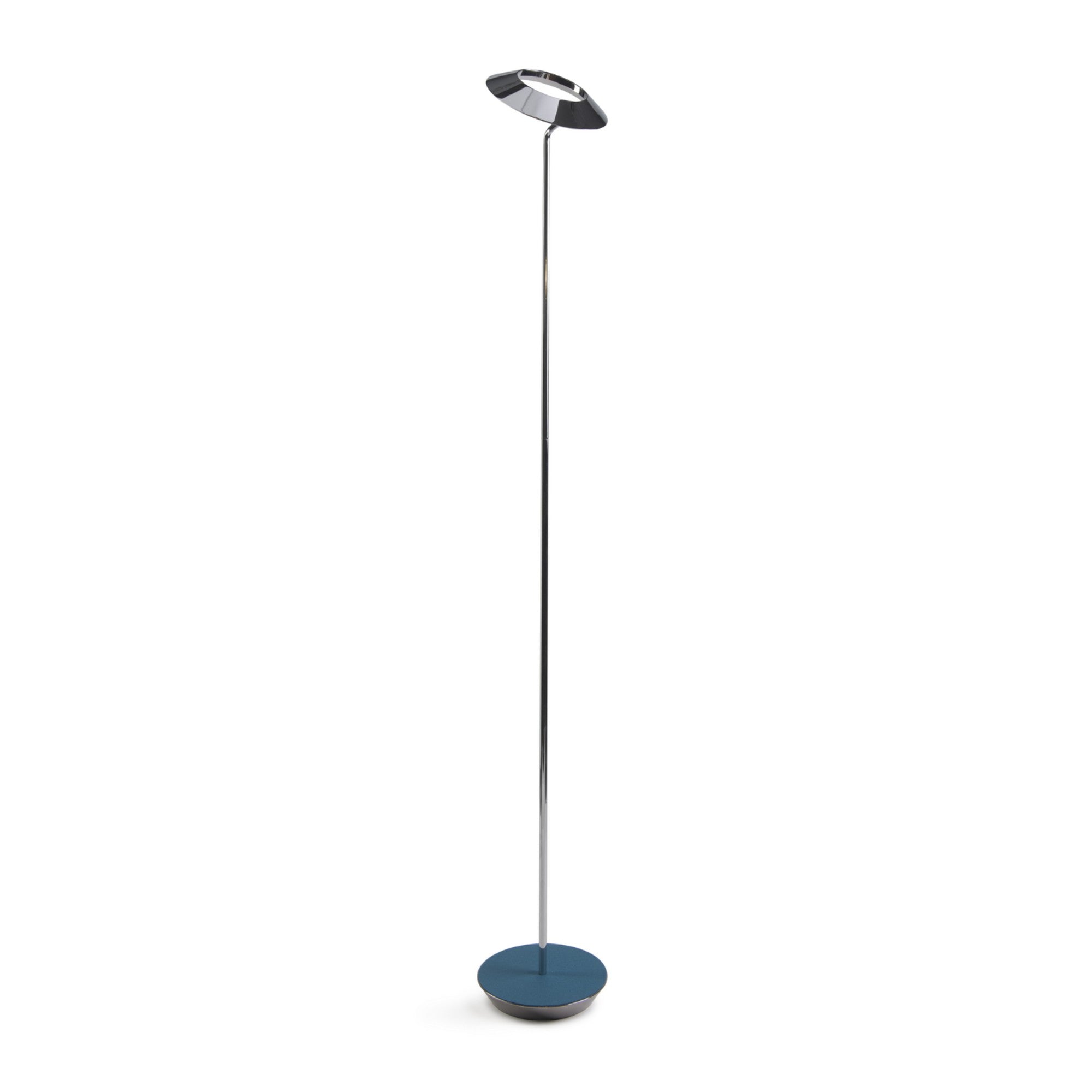Royyo Chrome with Azure Felt Contemporary LED Floor Lamp with USB Port - Bees Lighting