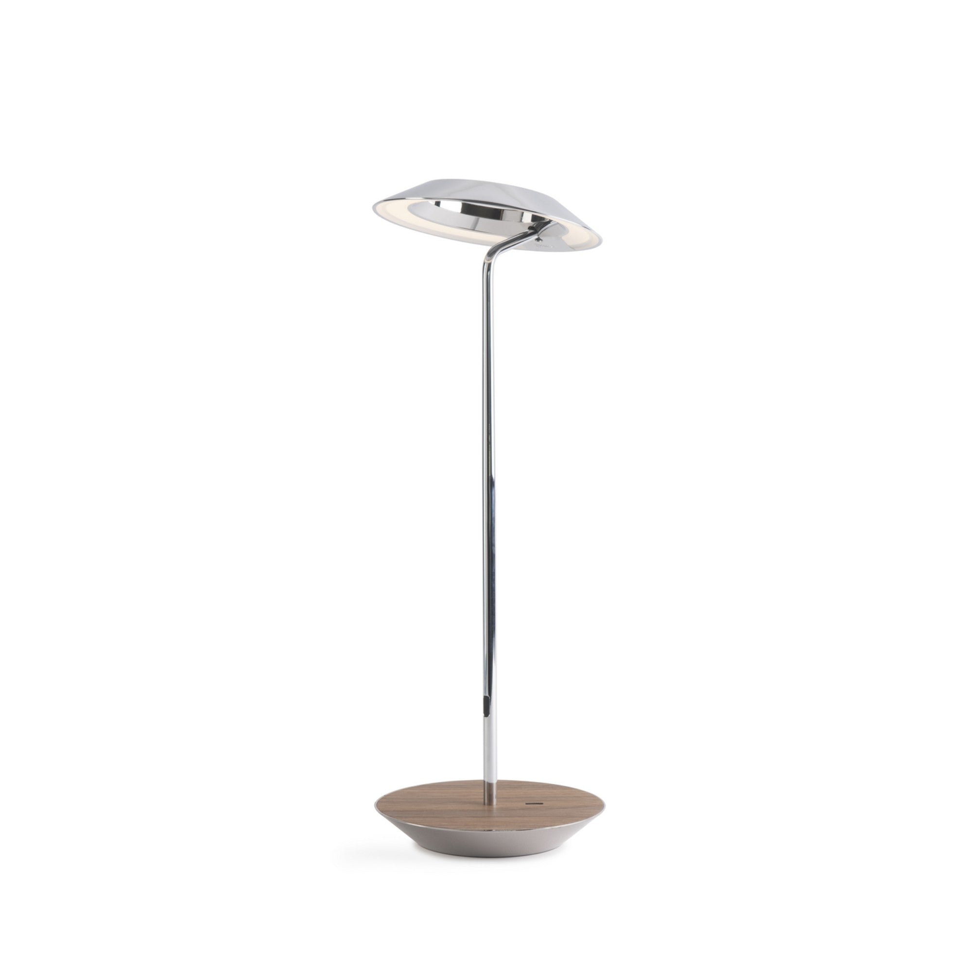 Royyo Chrome With Oiled Walnut Modern LED Desk Lamp with USB Port - Bees Lighting