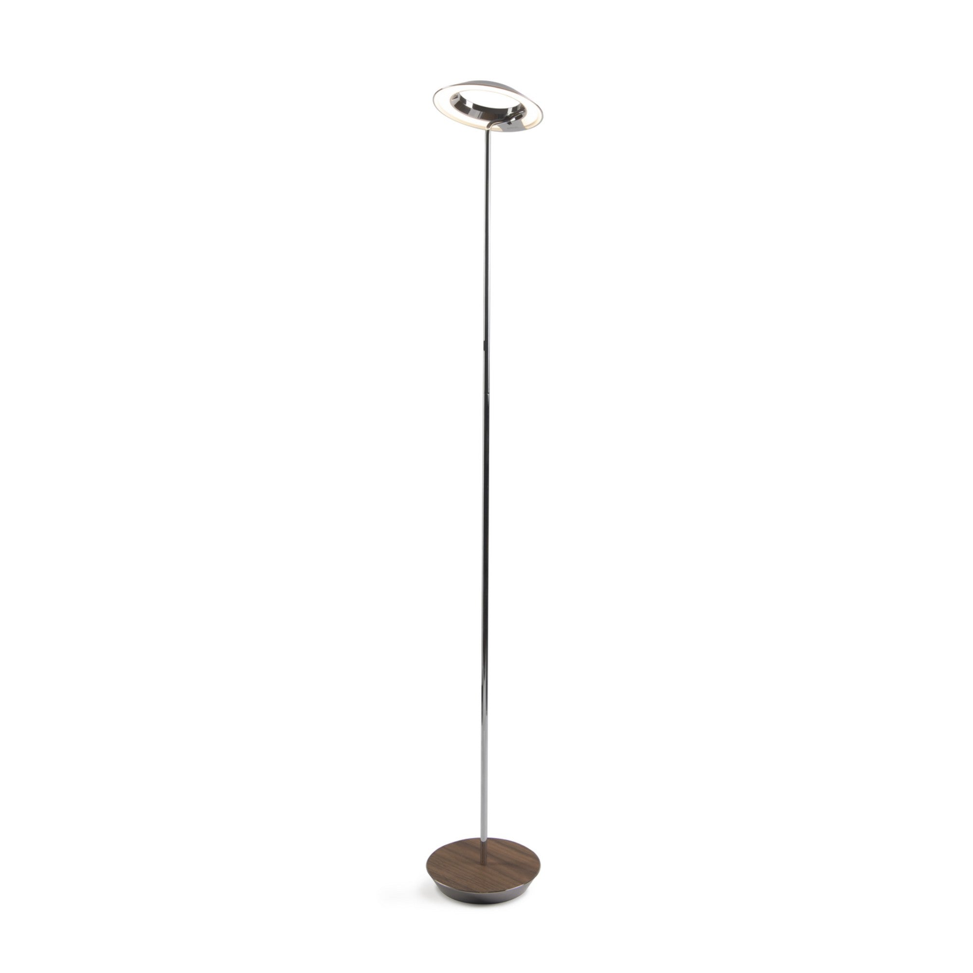 Royyo Chrome with Oiled Walnut Contemporary LED Floor Lamp with USB Port - Bees Lighting